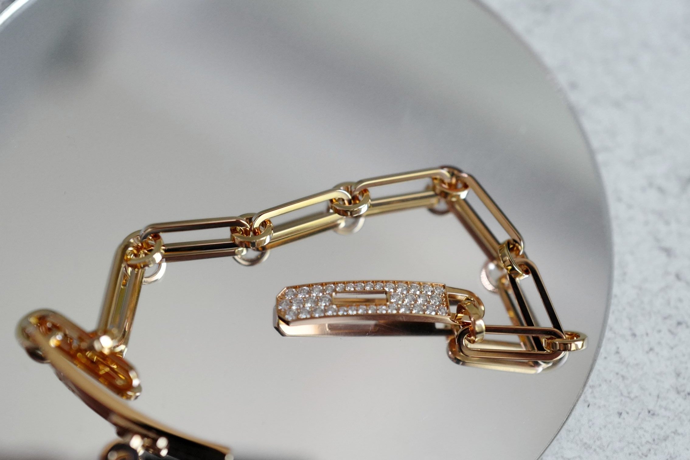 Hermès Kelly Chaine Bracelet Small Model 18K Rose Gold Diamonds Size 140