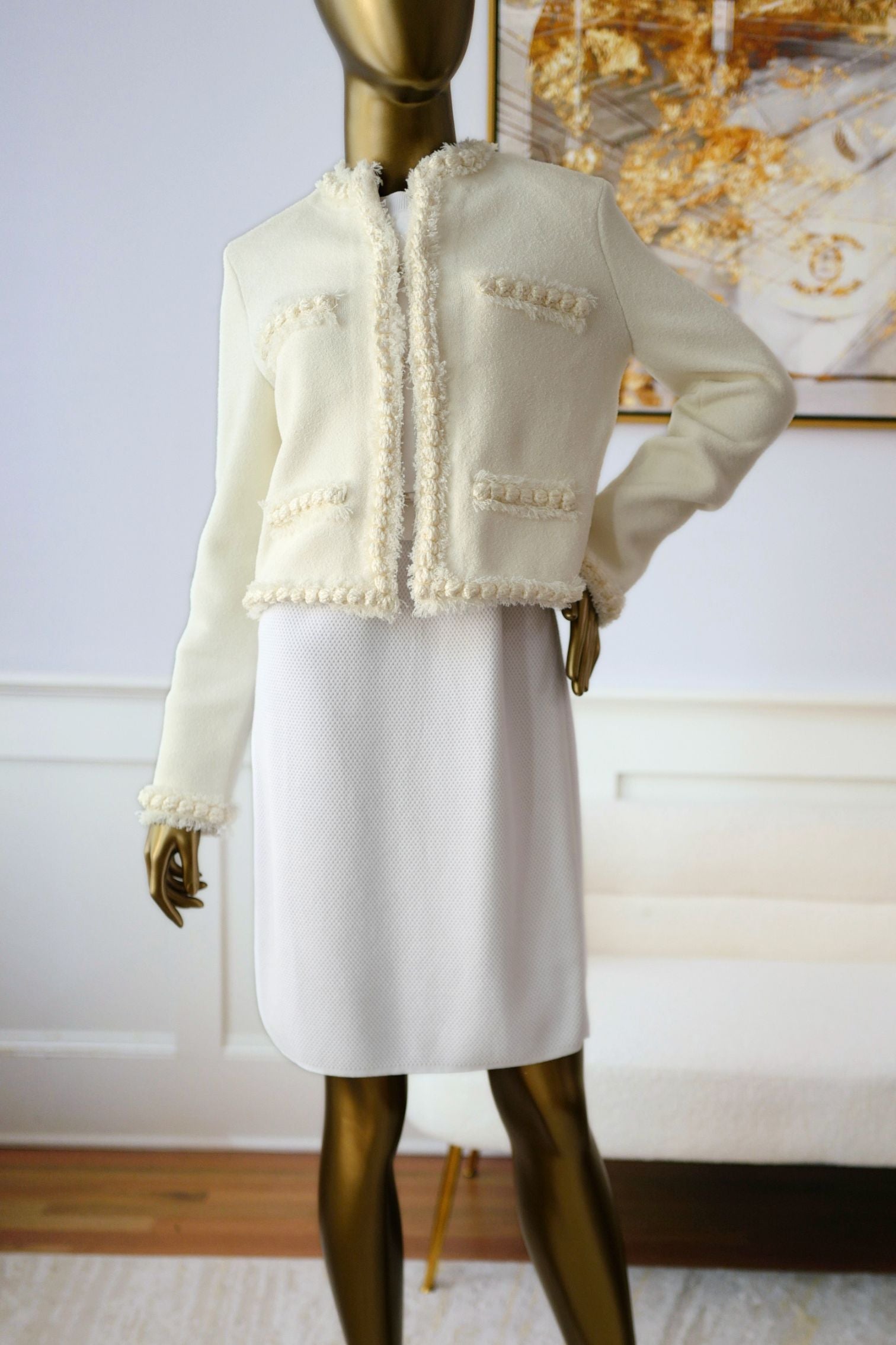 NEW Chanel Métiers d’art 2026 Collection Jacket Ivory in Silk Size 36