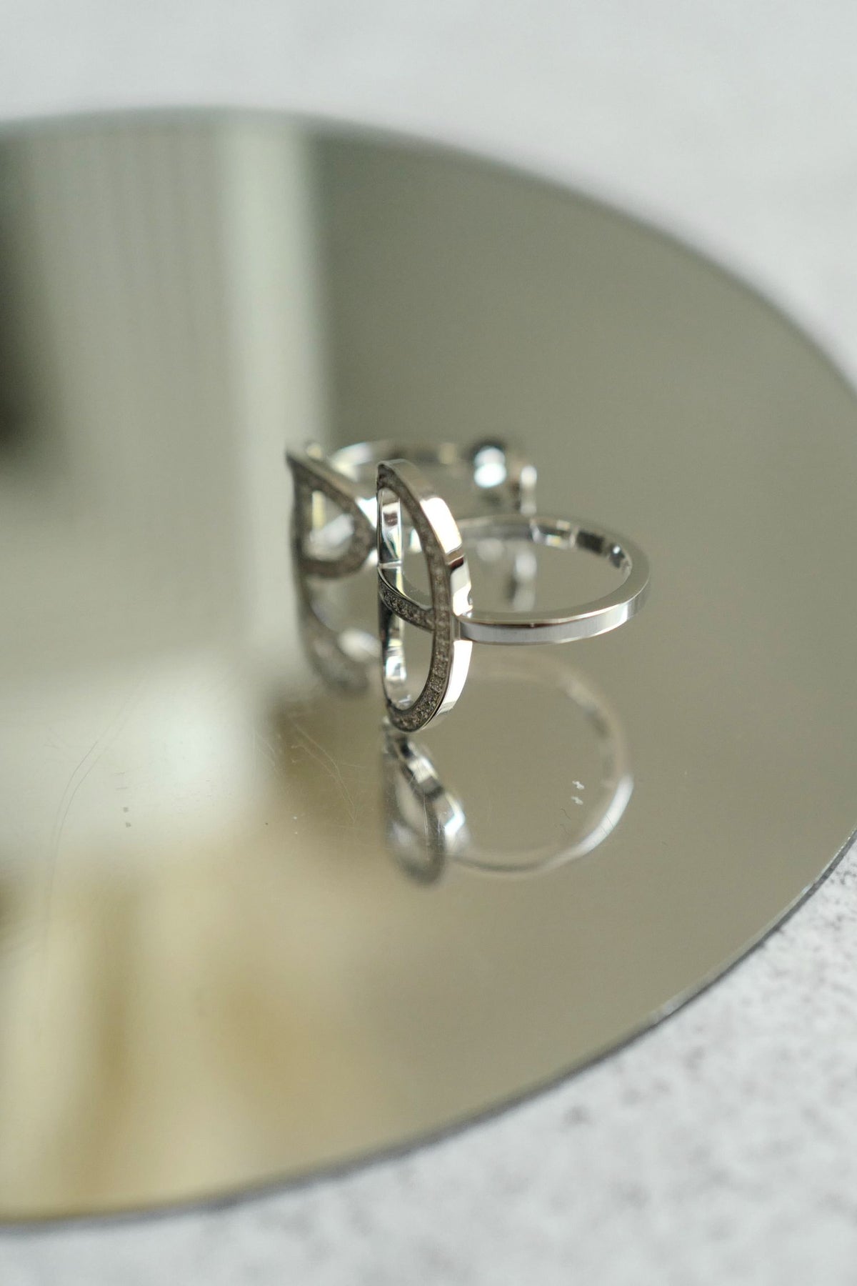 Hermès Chaine d'ancre Contour Double Diamond Ring White Gold Size 53 18K