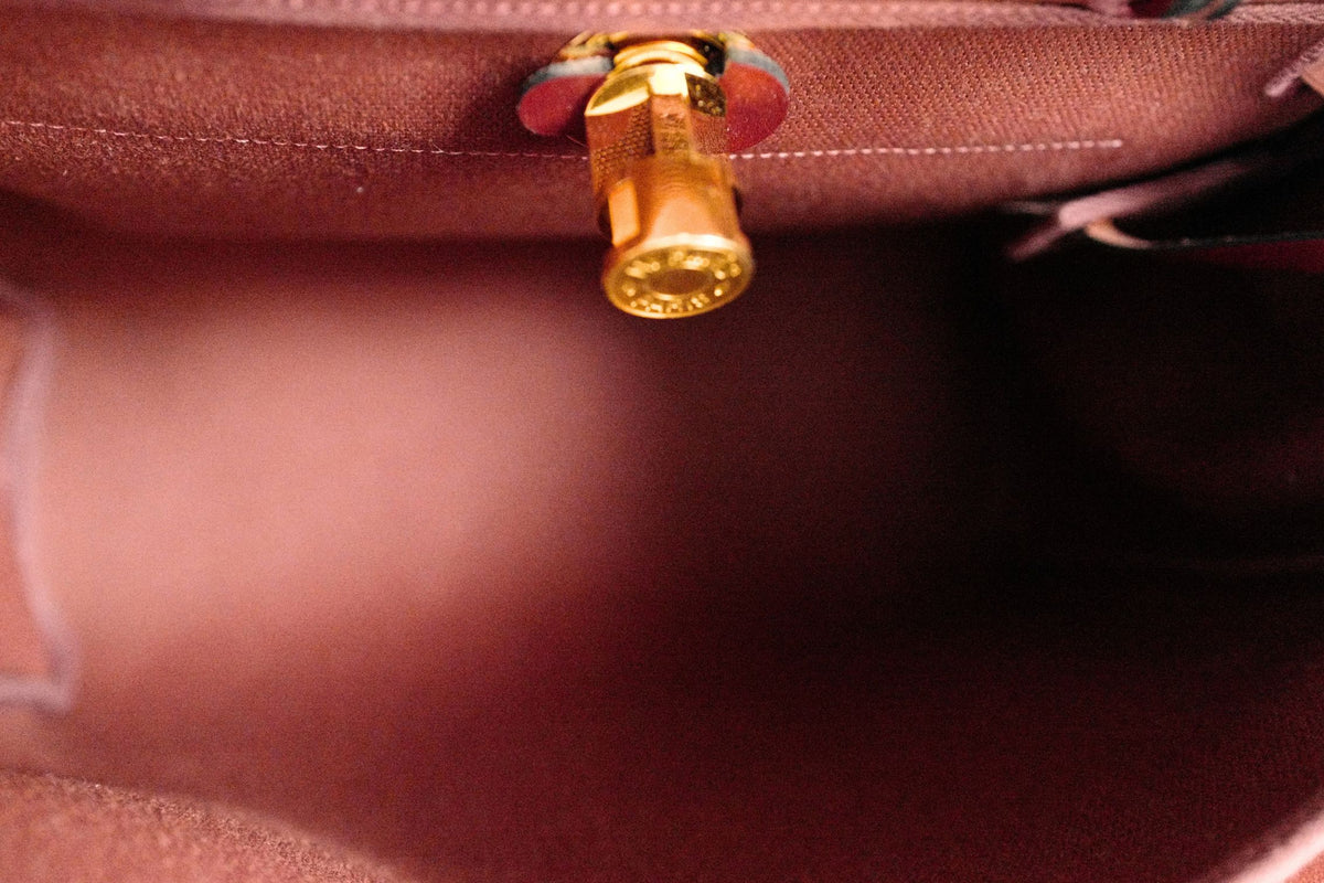 Hermes Herbag Zip 31 Rouge H Militaire Canvas Leather Gold Hardware