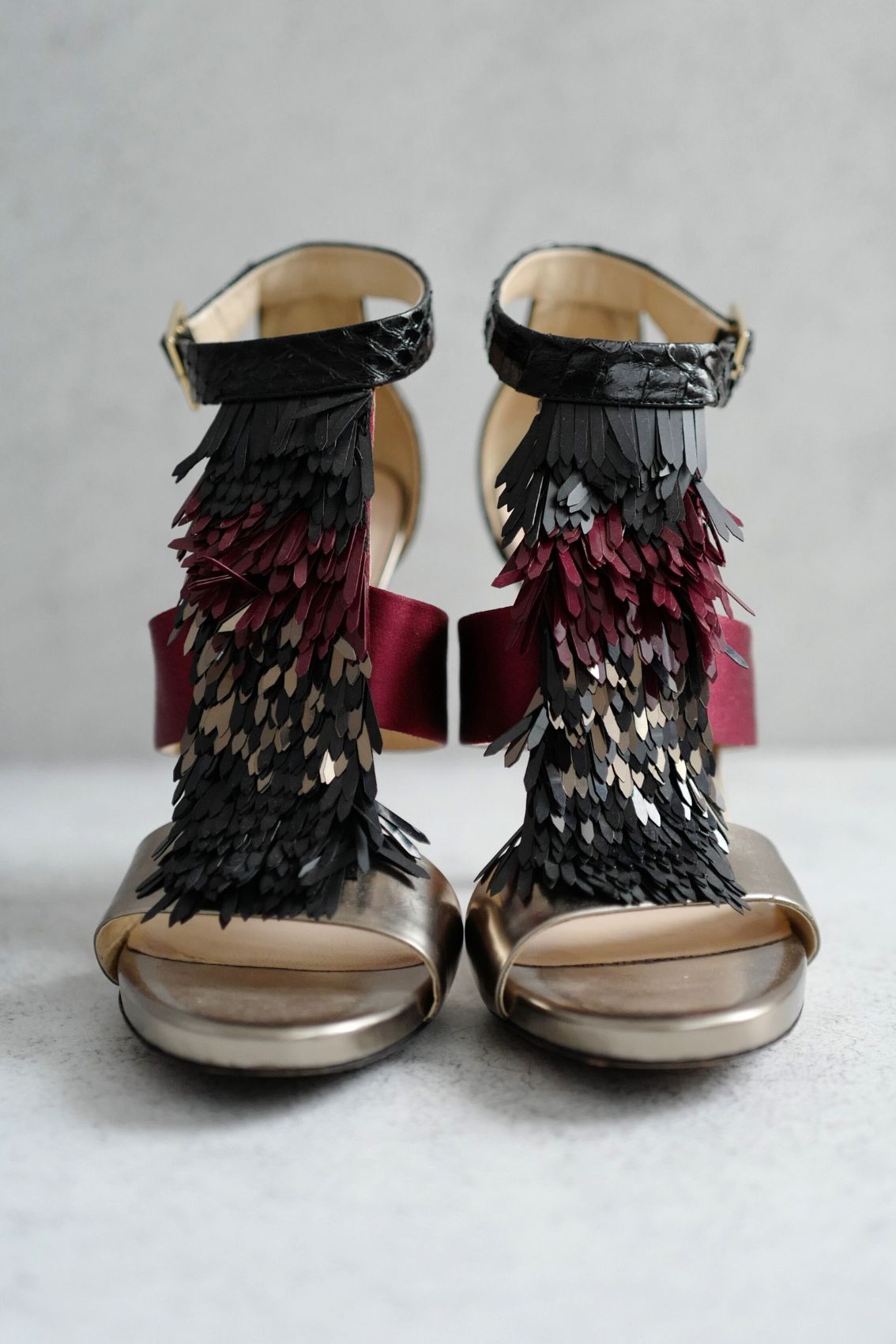 Preloved Jimmy Choo Heels Fedora Razor Sequins size 36.5