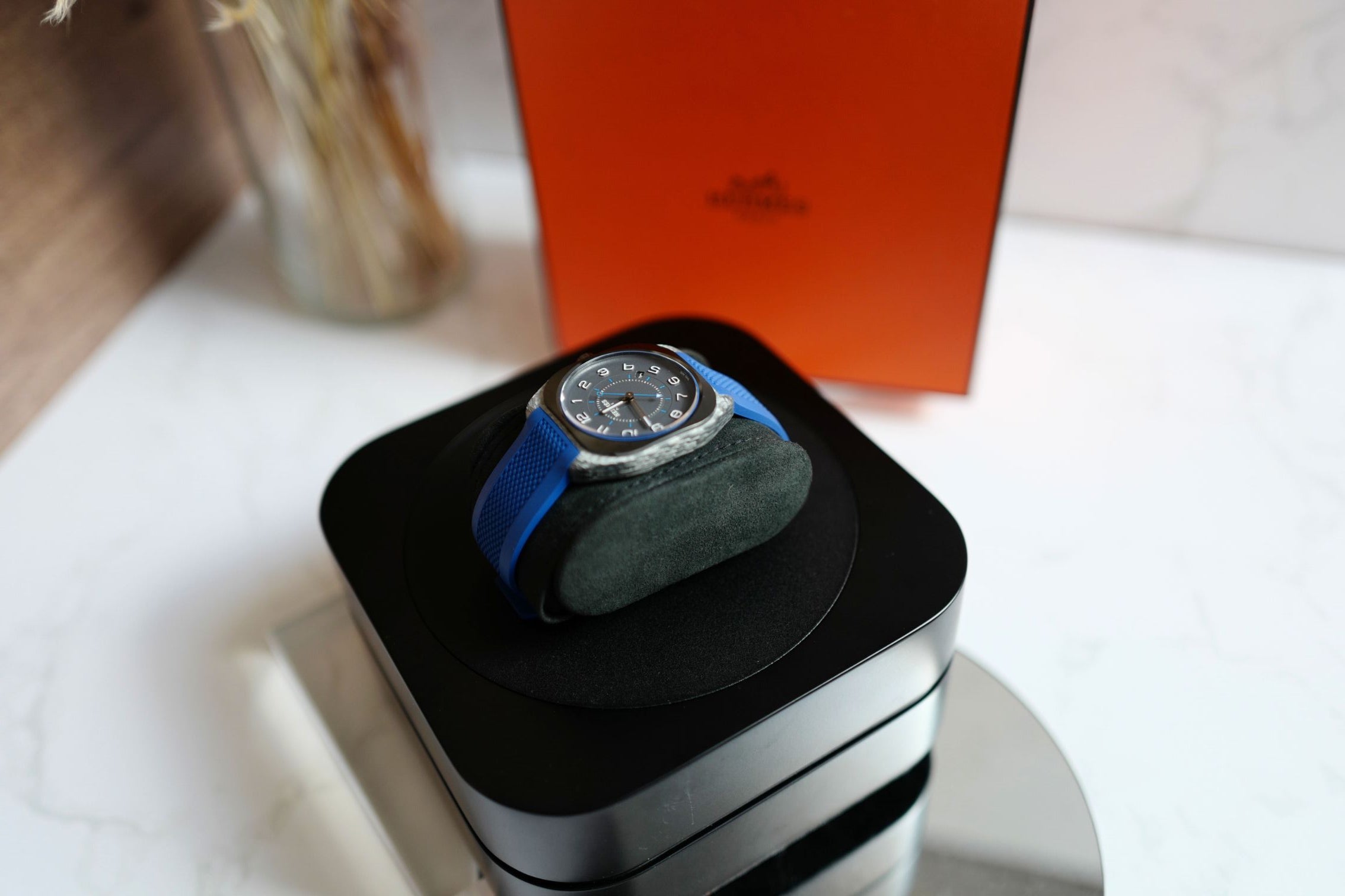 Hermès H08 Titanium Blue Edition Blue Rubber Strap 42 mm