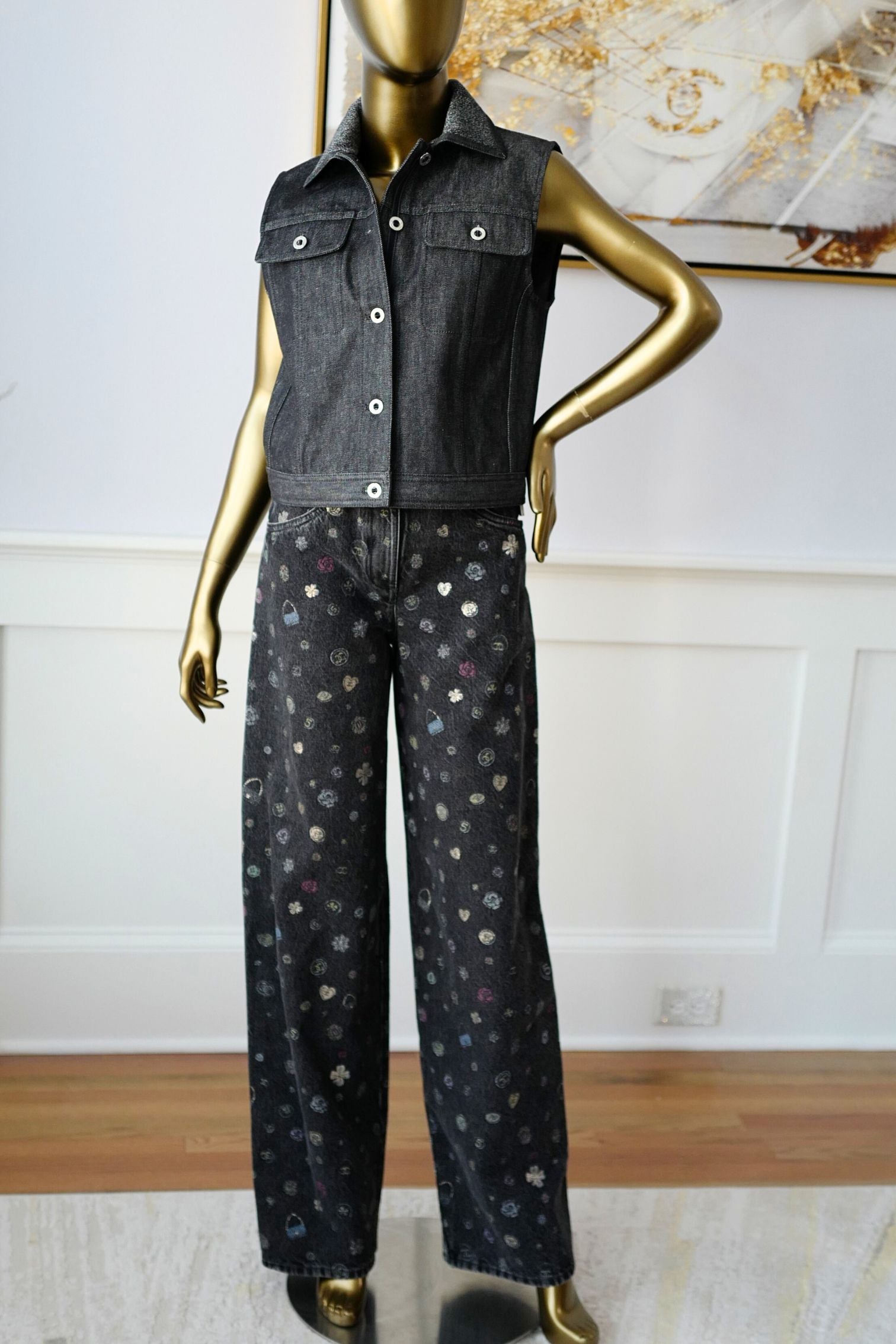 Hermès Sleeveless Vest Jacket Natural Pigment Denim Gris Carbone Size 38