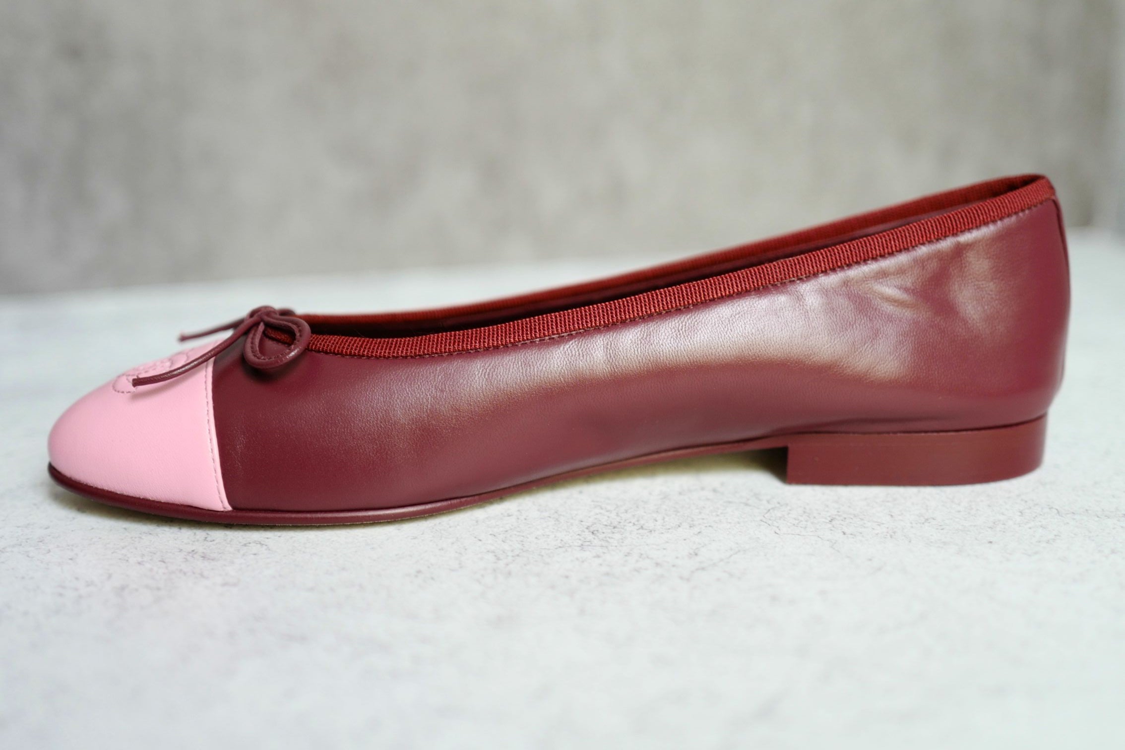 Chanel 26S Matthieu Blazy's Ballet Flats Burgundy Pink Lambskin Size 38C