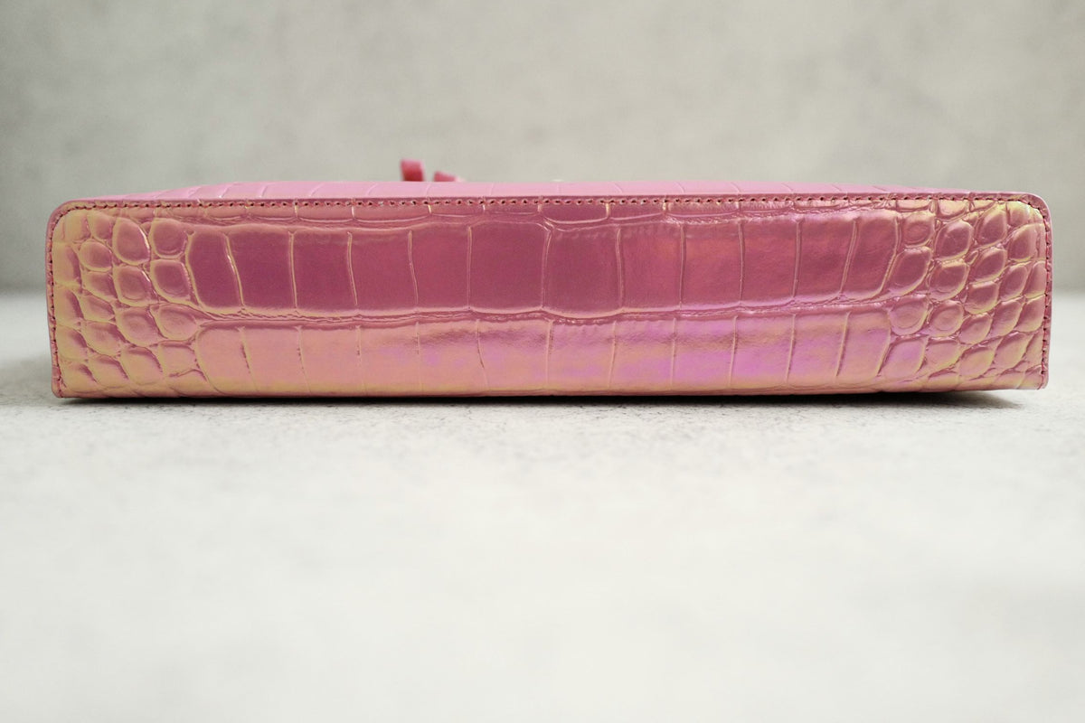 NEW Chanel 26K Vanity with Chain Rose Crocodile Embossed Calfskin Leather GHW