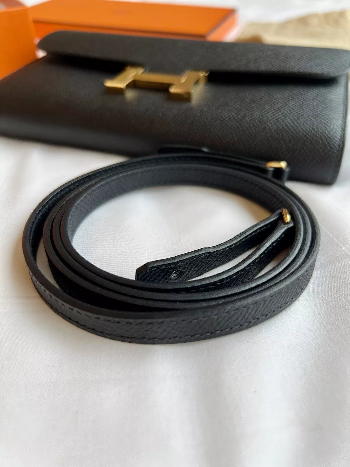 Hermes Constance To Go Wallet in Noir Black Epsom Gold Hardware 2023 Complete