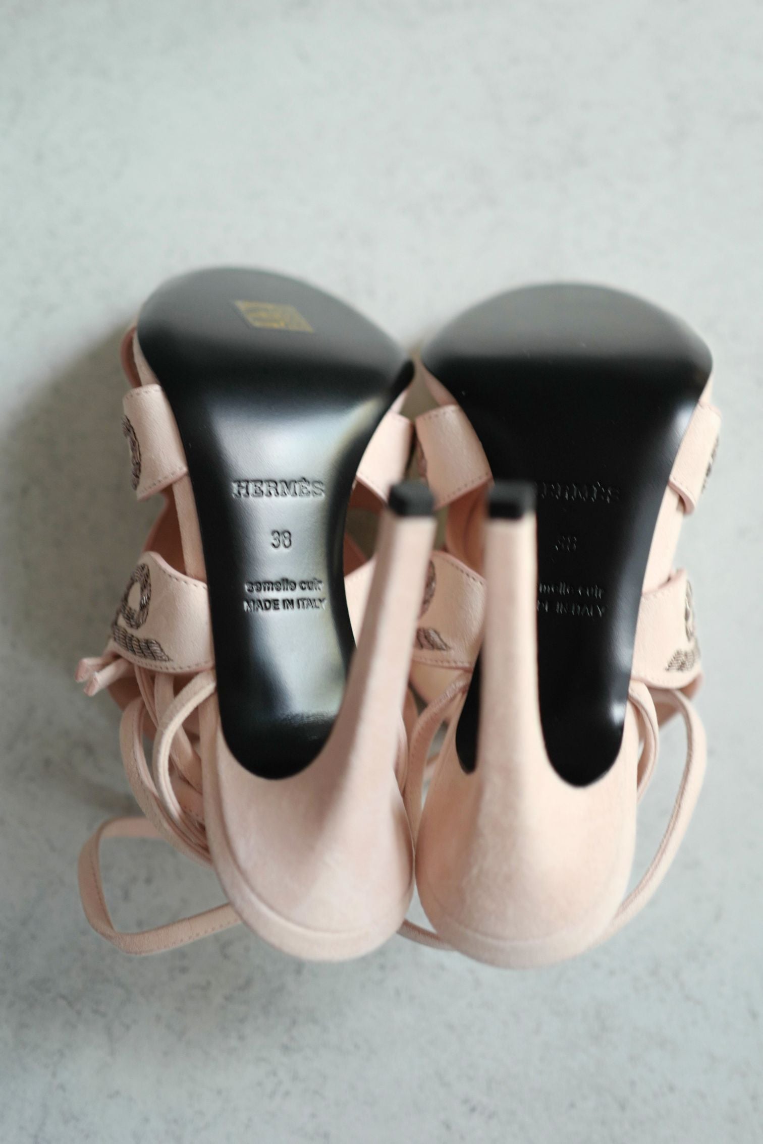 BNIB Hermes Mythic 105 Sandal Rose Palomino Suede High Heels Size 38
