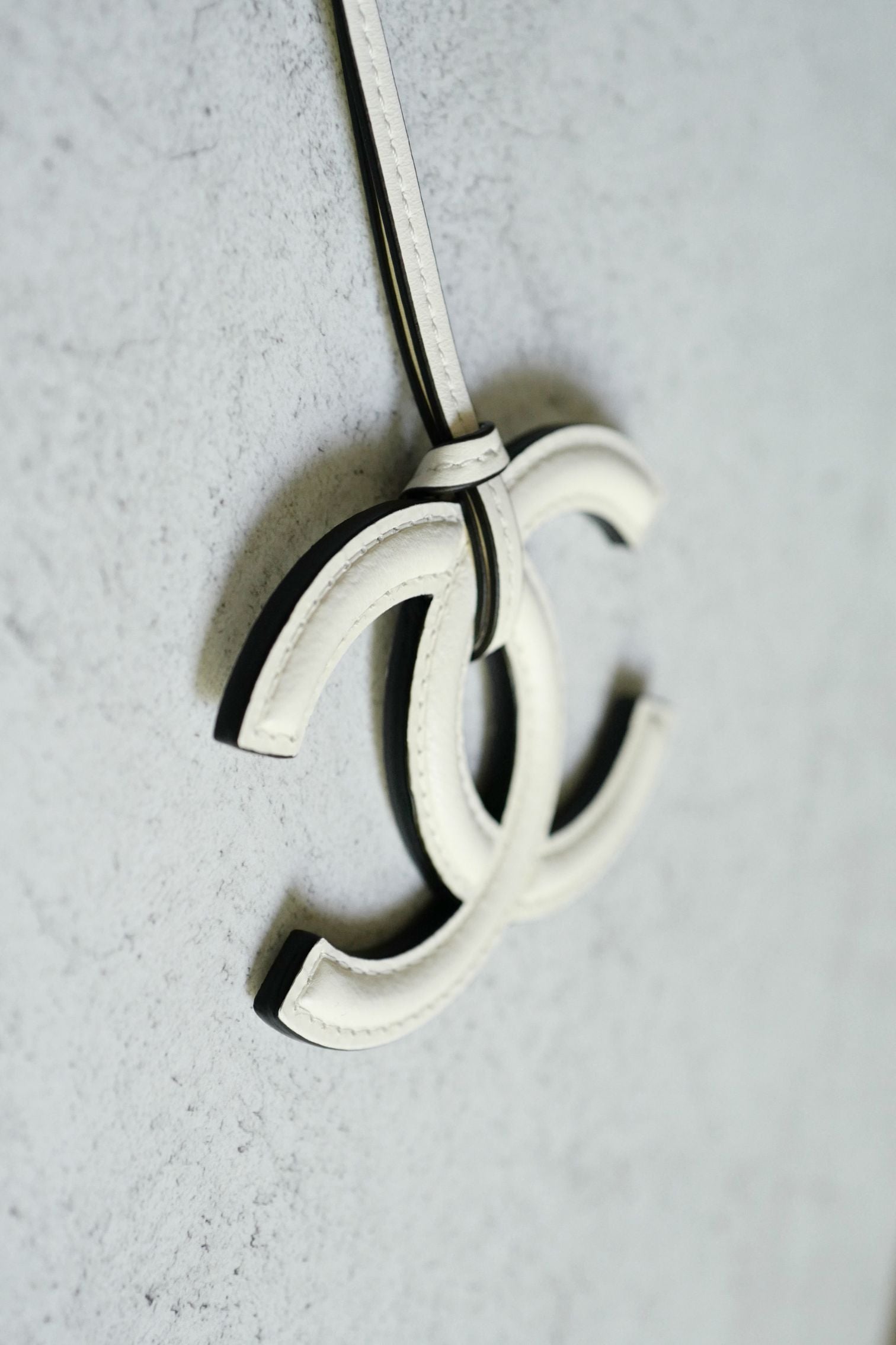 Chanel 26S Mini Bag Charm White Lambskin Leather