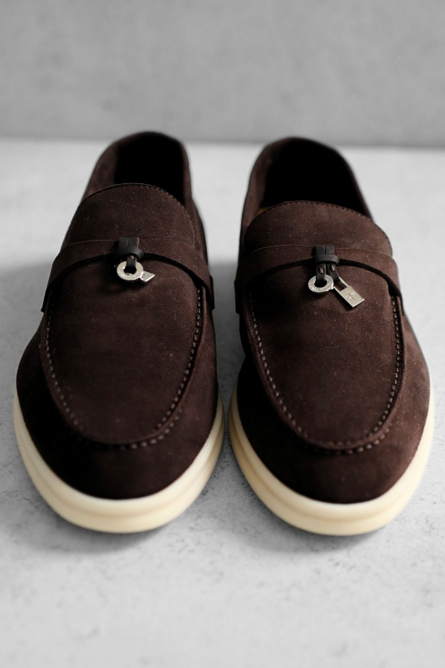 Loro Piana Summer Charms Walk Loafer Chocolate Suede Calfskin Size 37