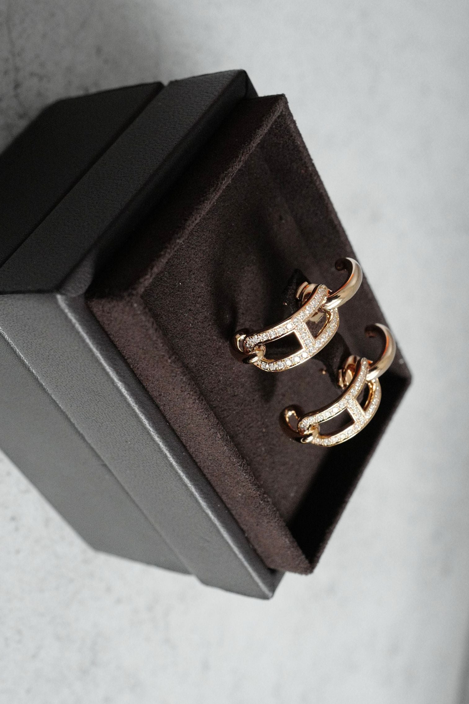 Hermès Adage Earrings 18K Rose Gold 62 Diamond Pavé