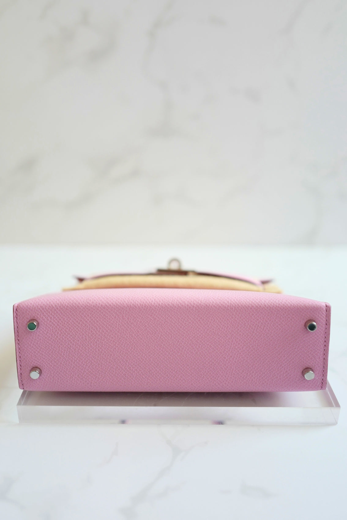 Hermès Mini Kelly Mauve Sylvestre Epsom Leather Palladium Hardware K Stamp