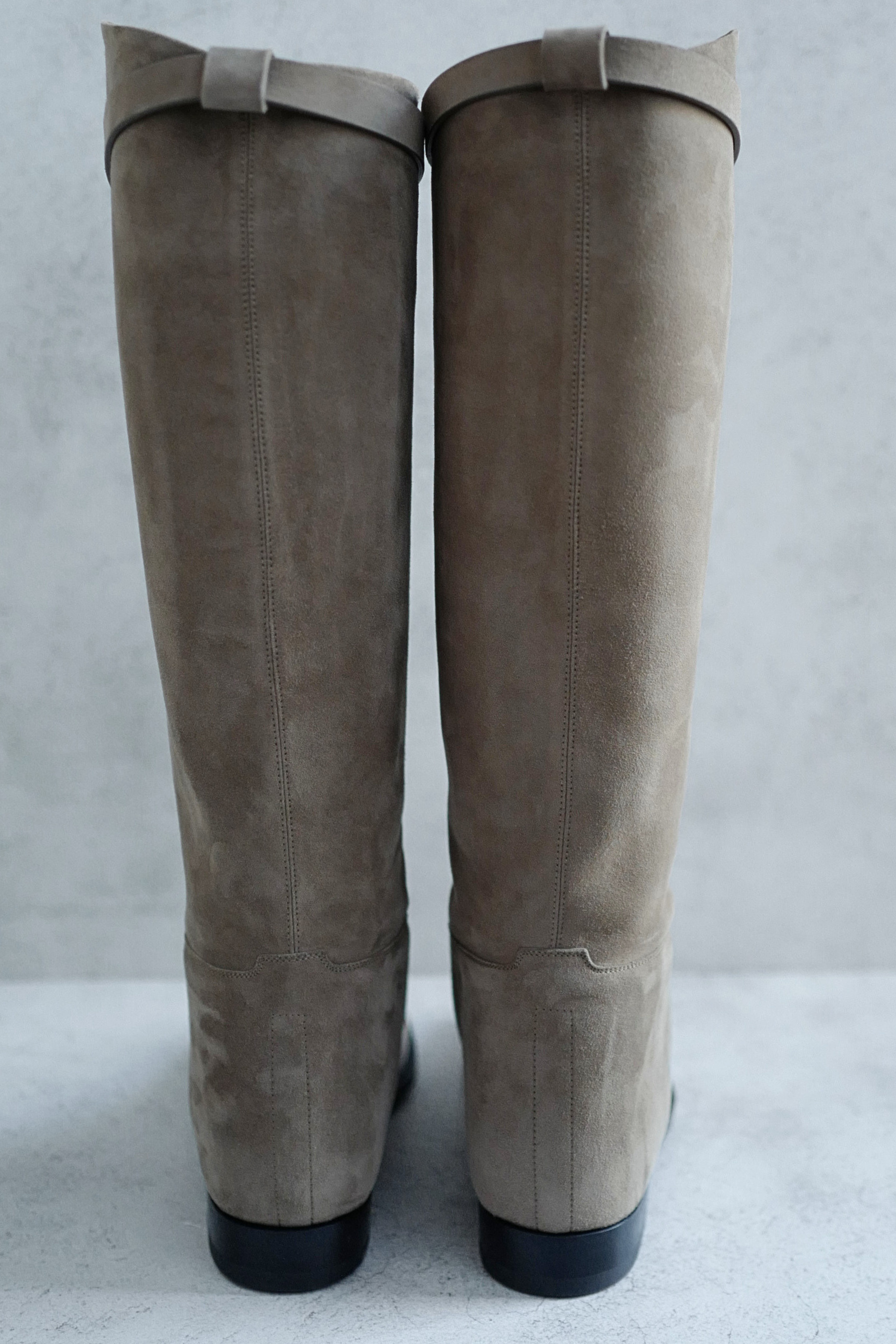 Hermès Jumping Supple Suede Goatskin Boots Étoupe with Palladium Hardware Size 38