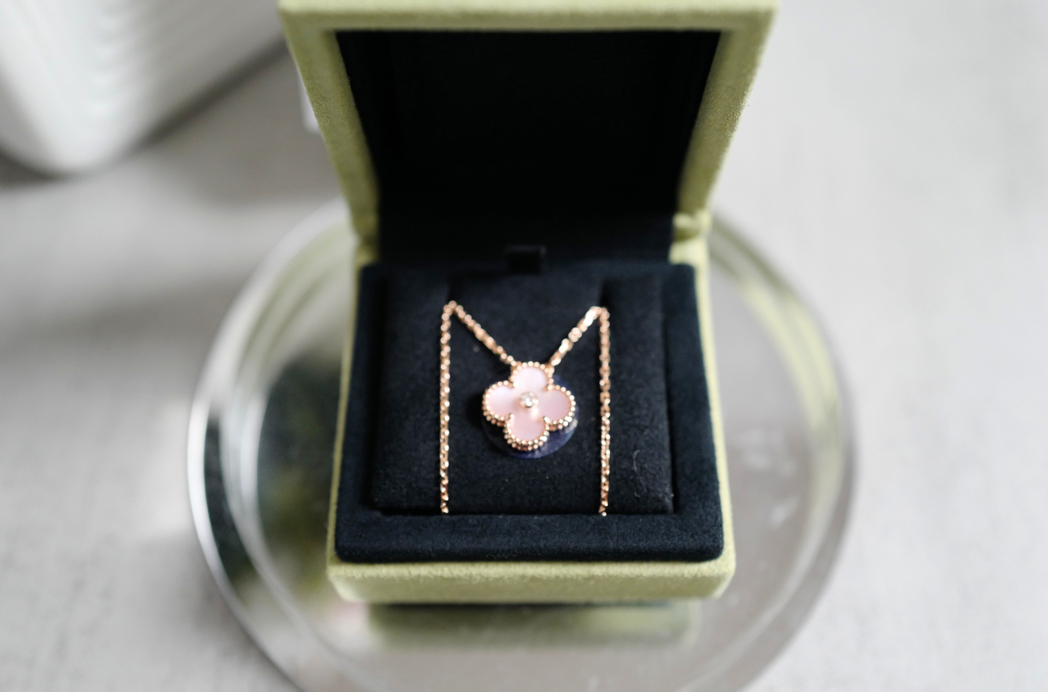 Van Cleef & Arpels 2025 Holiday Alhambra Pendant Pink MOP & Rose Gold