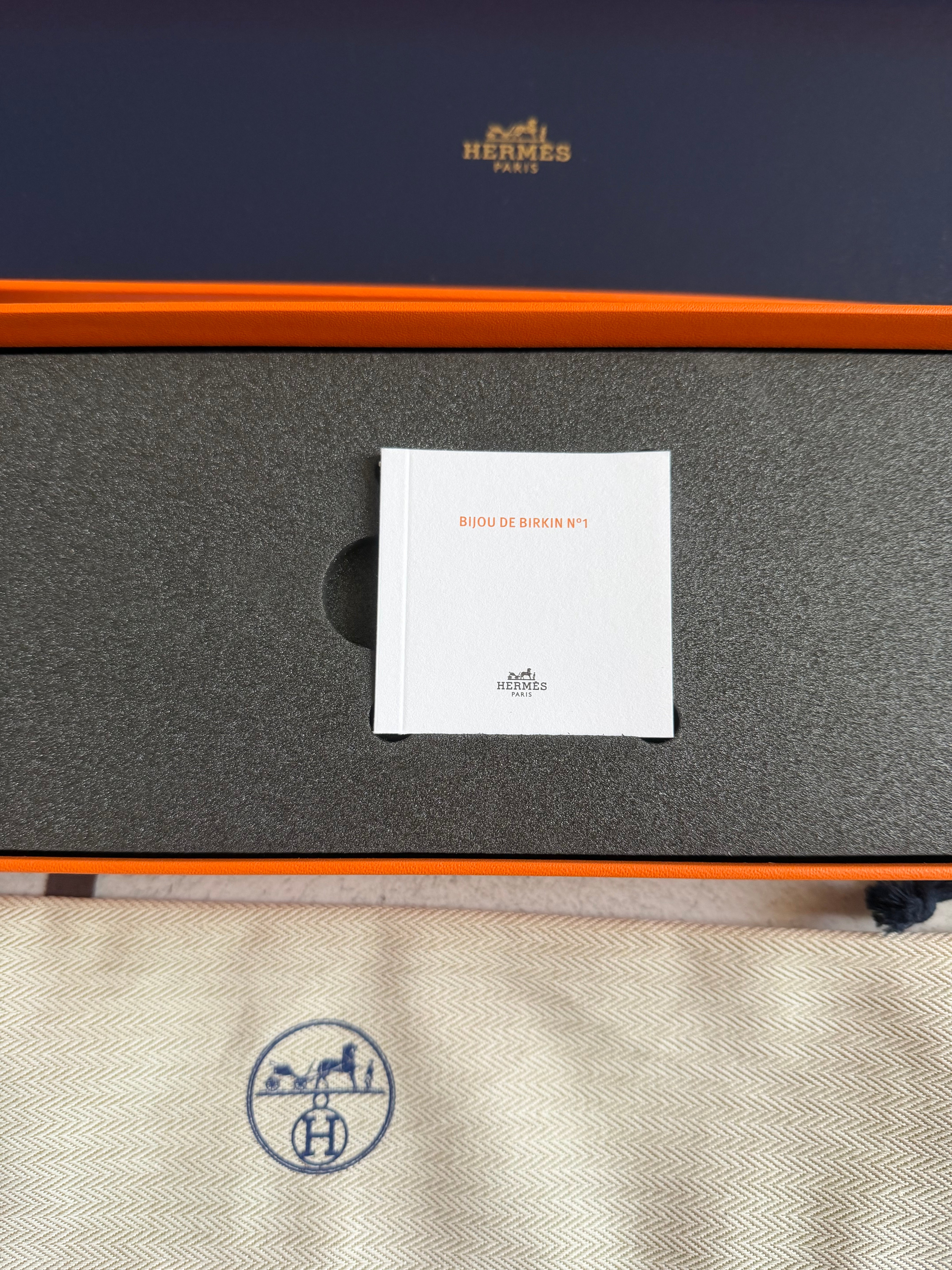 BNIB Hermès Bag Charm Accessory Bijou De Birkin N1 Box Calfskin AA Noir Grany