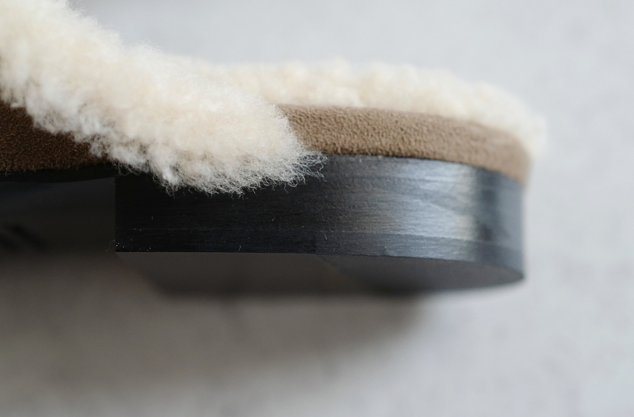 Hermès Oz Mule Etoupe/Ecru Suede Goatskin & Shearling with Palladium Kelly Buckle Size 38