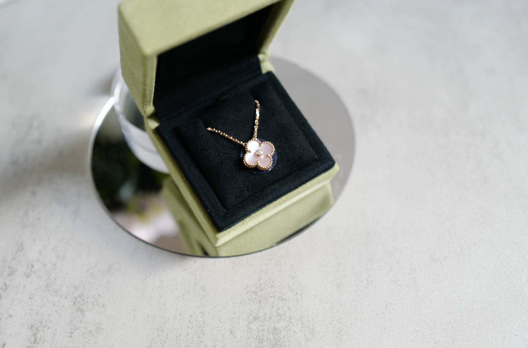 Van Cleef & Arpels 2025 Holiday Alhambra Pendant Pink MOP & Rose Gold