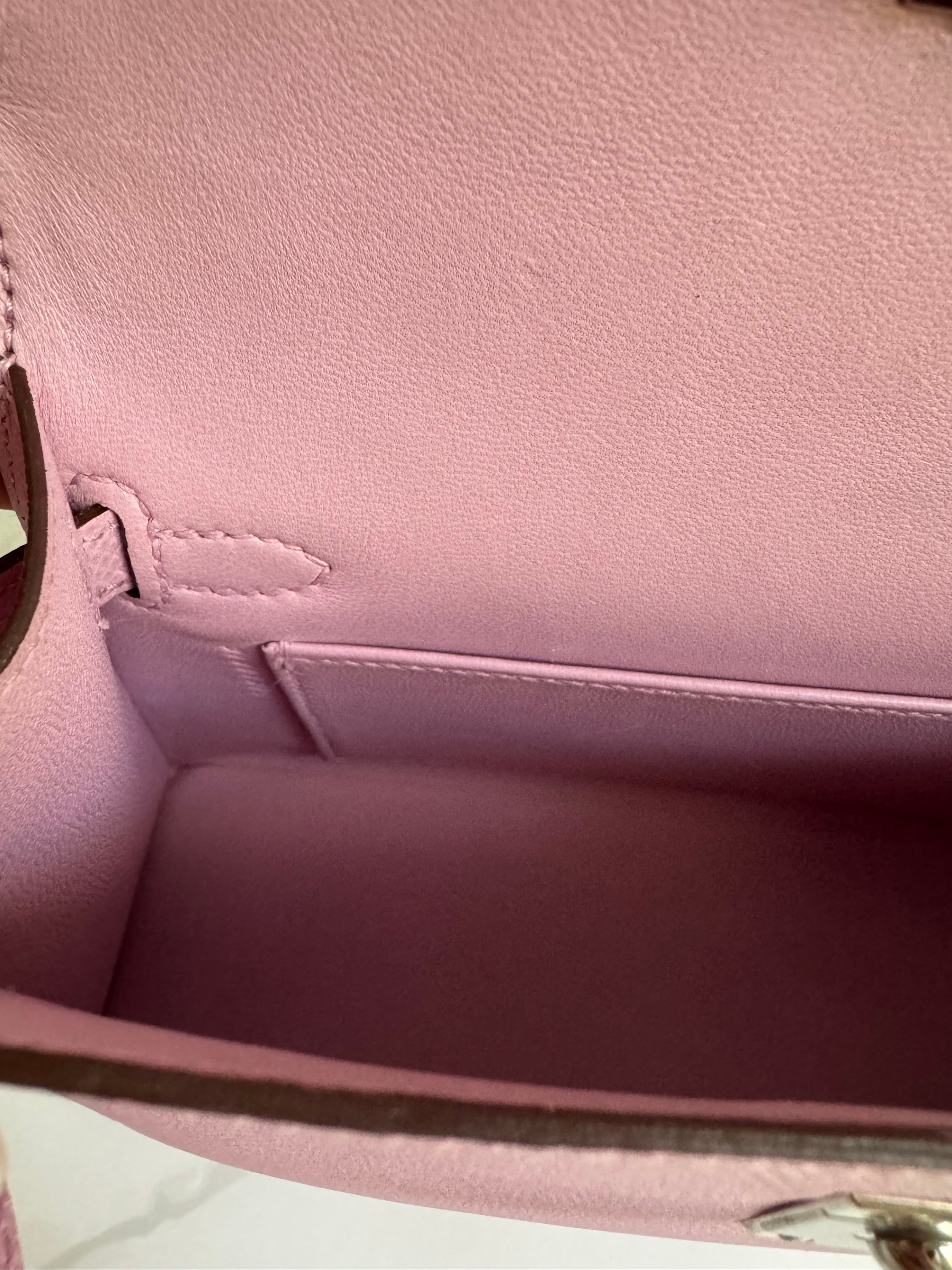 Hermes Mini Kelly Mauve Sylvestre epsom Palladium Hardware