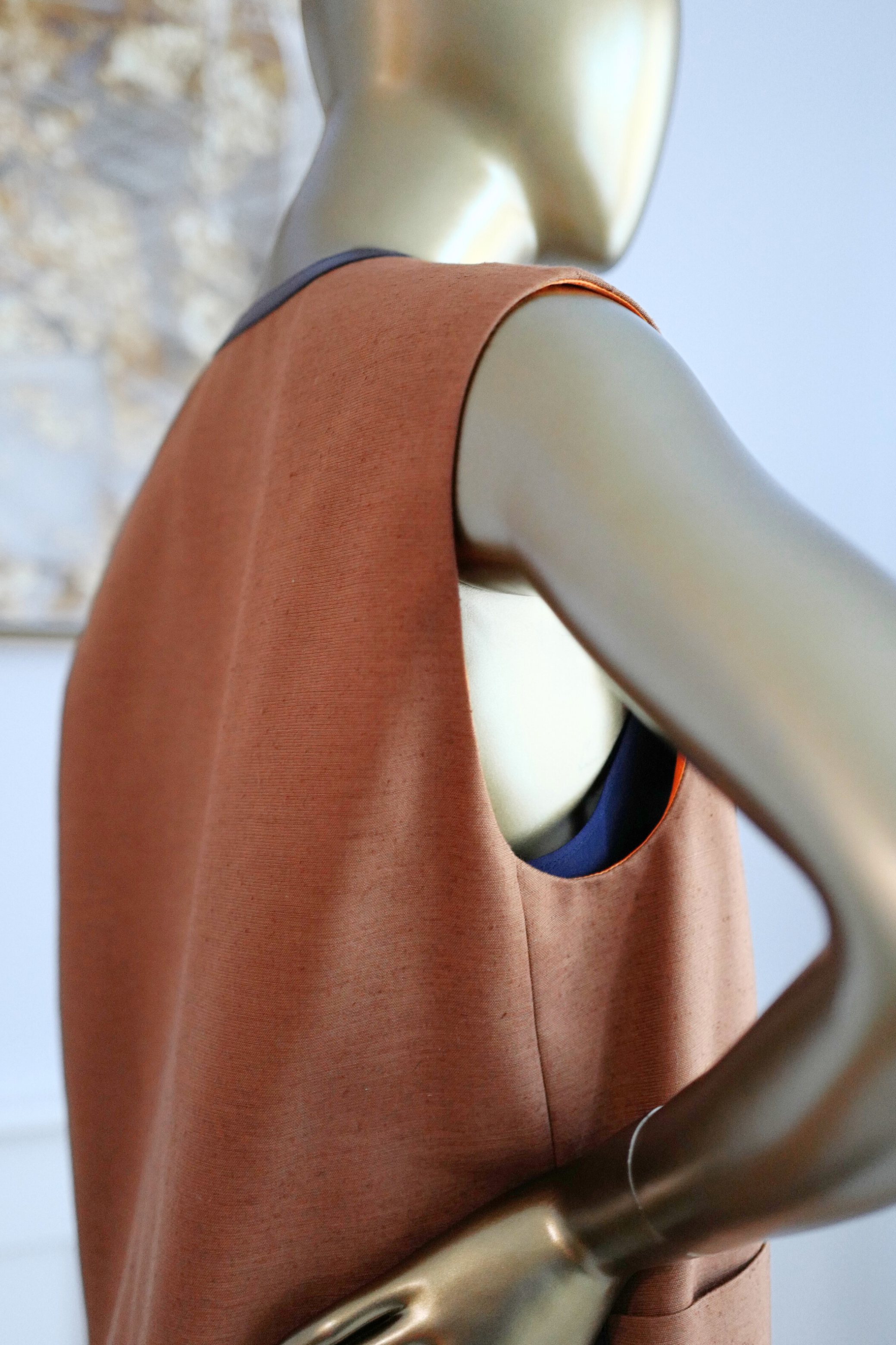 Hermès Women’s Limited Re-edition Outdoor Jacket Reversible Marron Muscade Silk Shantung Size 36 with Nappa Lambskin Trim