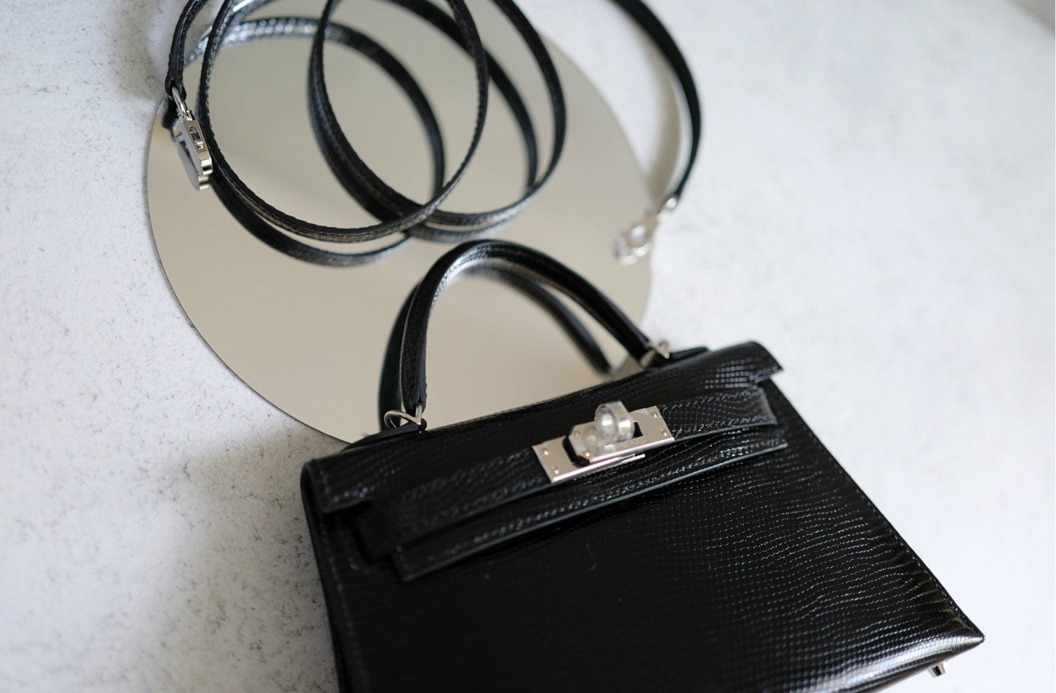 BNIB Hermès Mini Kelly 20 Noir Black Lizard Palladium Hardware Stamp W 2025