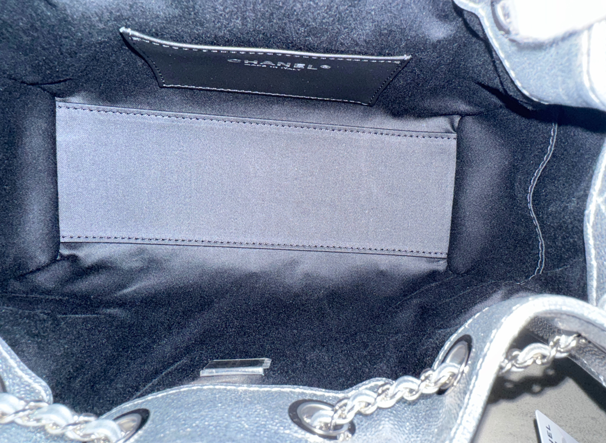 BNIB Chanel 26C Mini Hobo Metallic Silver Grained Calfskin Shoulder Bag