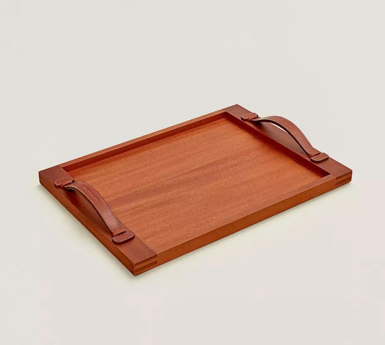 New Hermes Etriviere Tray in solid natural mahogany/ brique