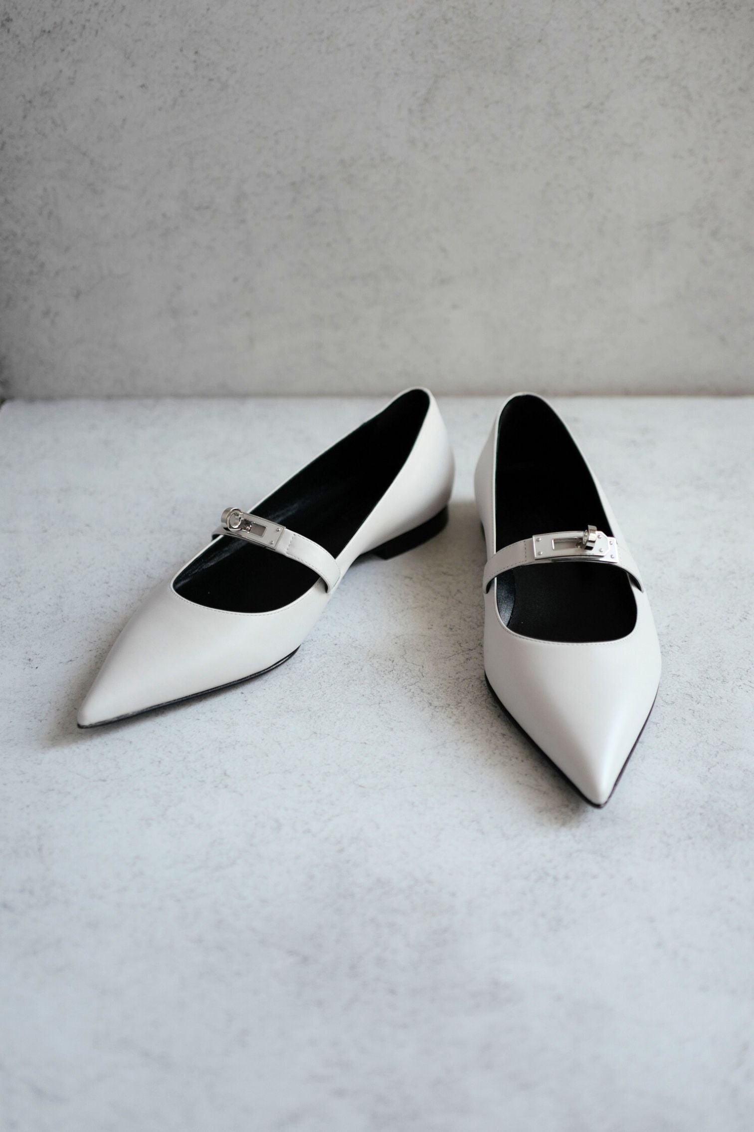 Hermès Kelly Ballet Flats Gris Clair Calfskin Leather Size 38