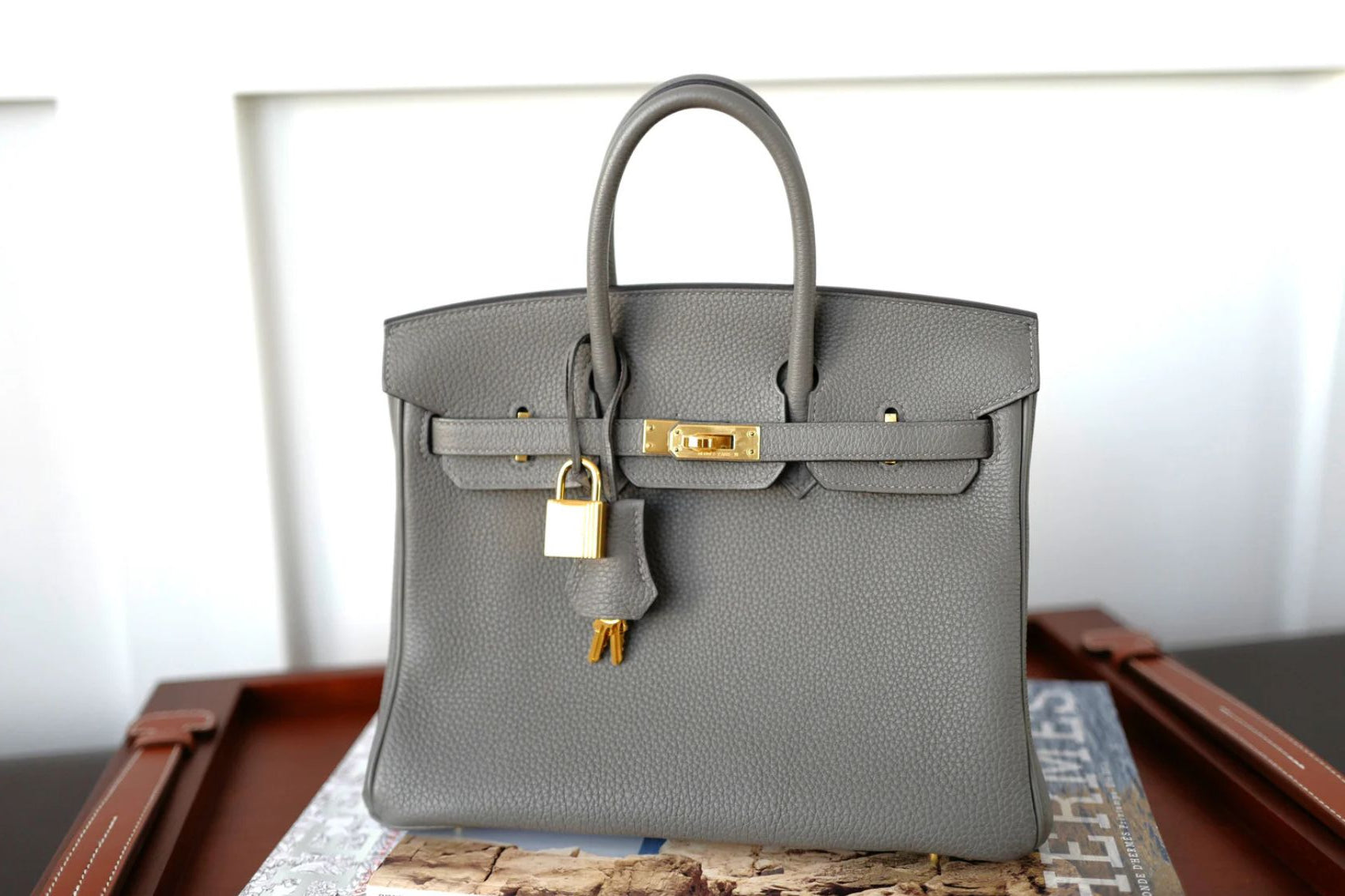 Hermès Birkin 25 Gris Meyer Togo Leather Gold Hardware D Stamp