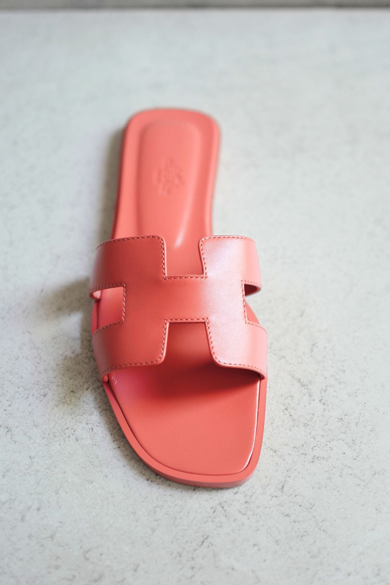 Hermès Oran Sandal Rouge Tomette Calfskin Leather Size 38.5