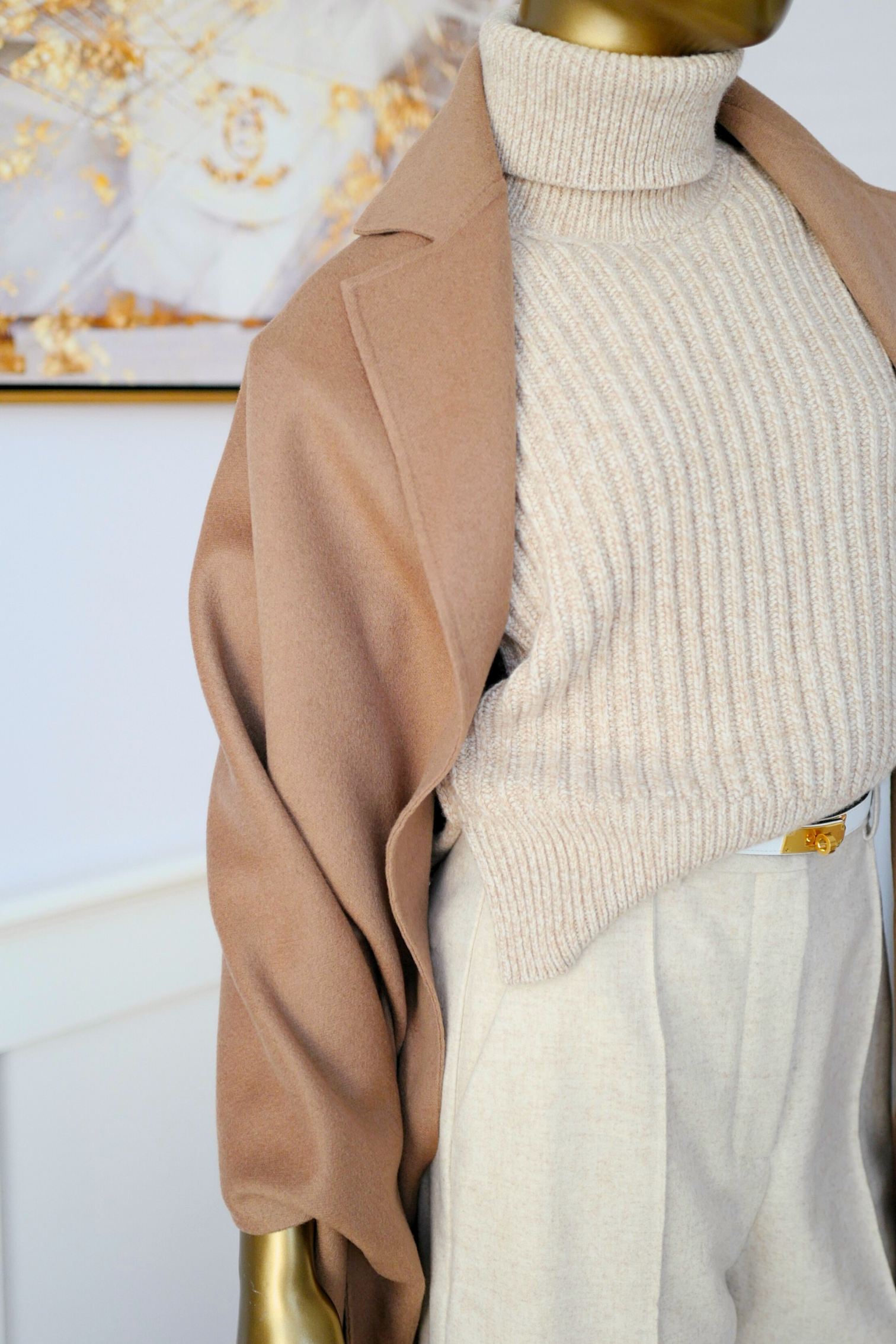 Hermès Étole Poncho 100% Cashmere Trompe L’Oeil HG 01 Camel