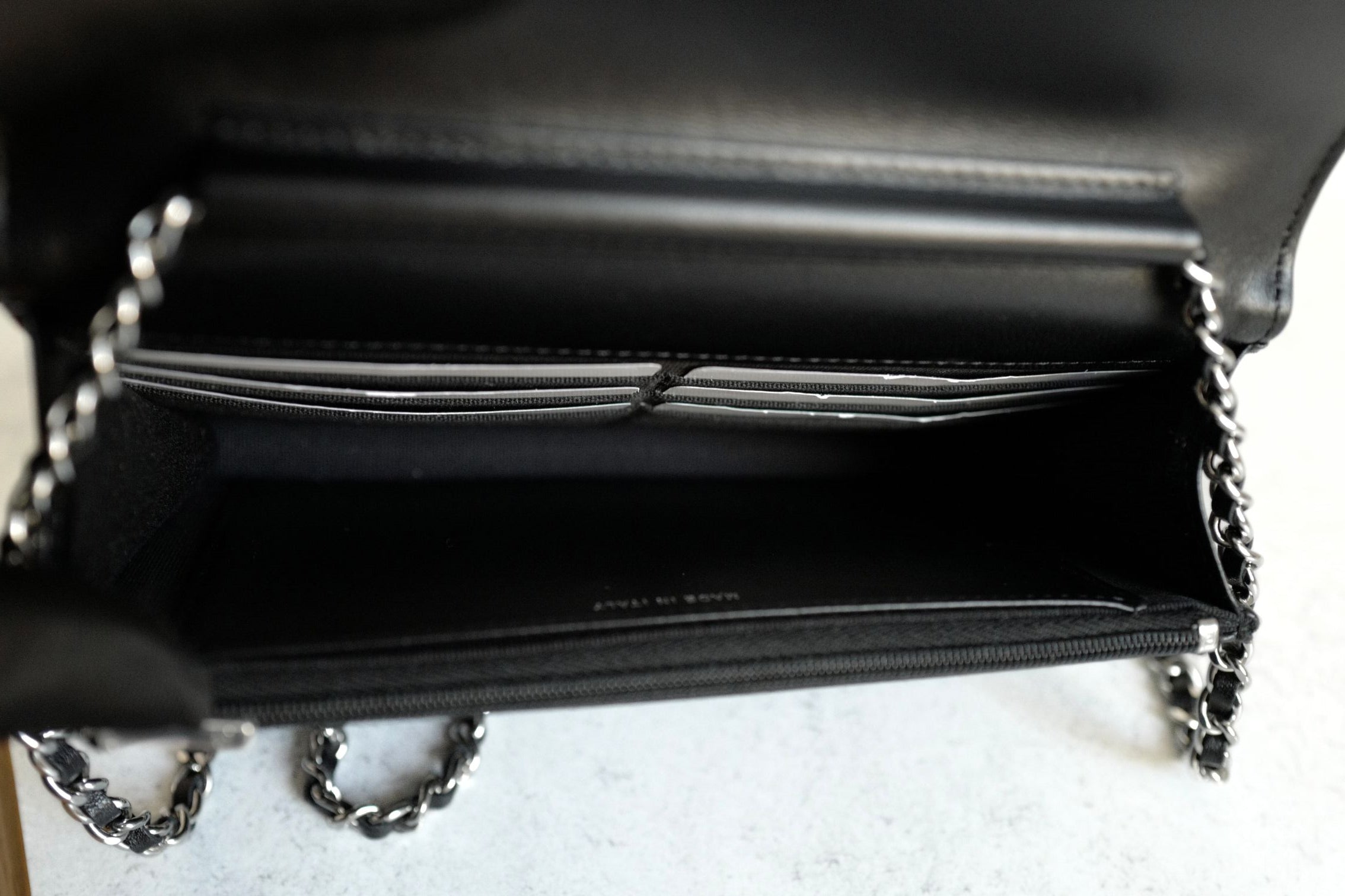 New 23K Chanel Classic Reversible Sequin CC Wallet On Chain Handbag