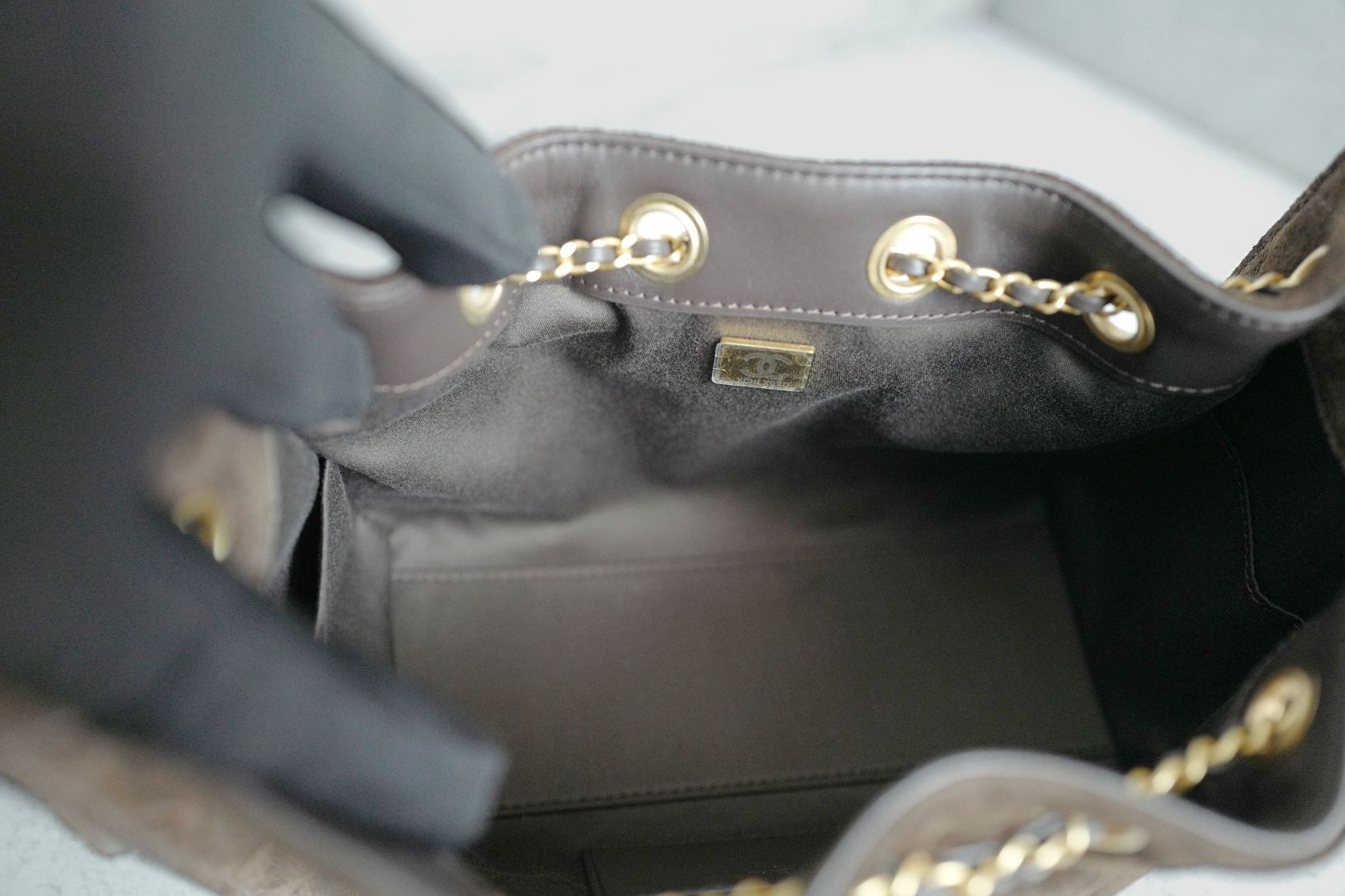 NEW Chanel 26C Mini Hobo Dark Brown Suede Gold Hardware