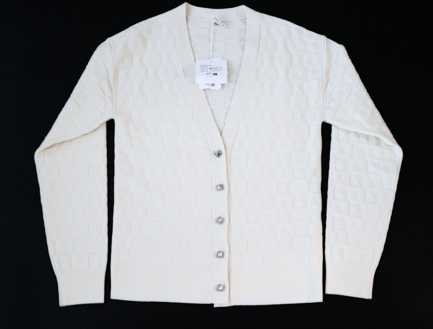 Hermès Maille Médor Softerwear Blanc Naturel Knit Cardigan Button Front Size 38