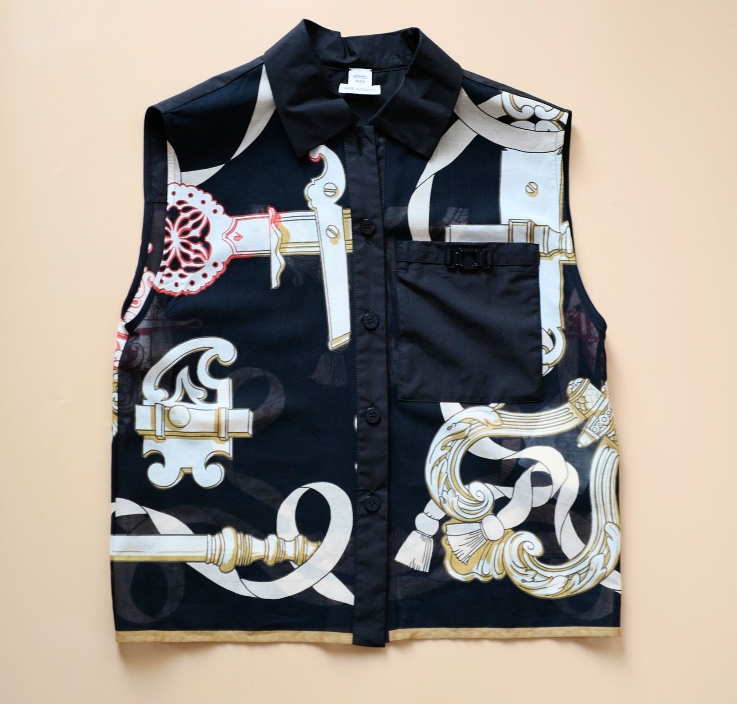 NEW Hermès “Ferronnerie Remix” Sleeveless Beach Shirt Cotton Voile Size 36