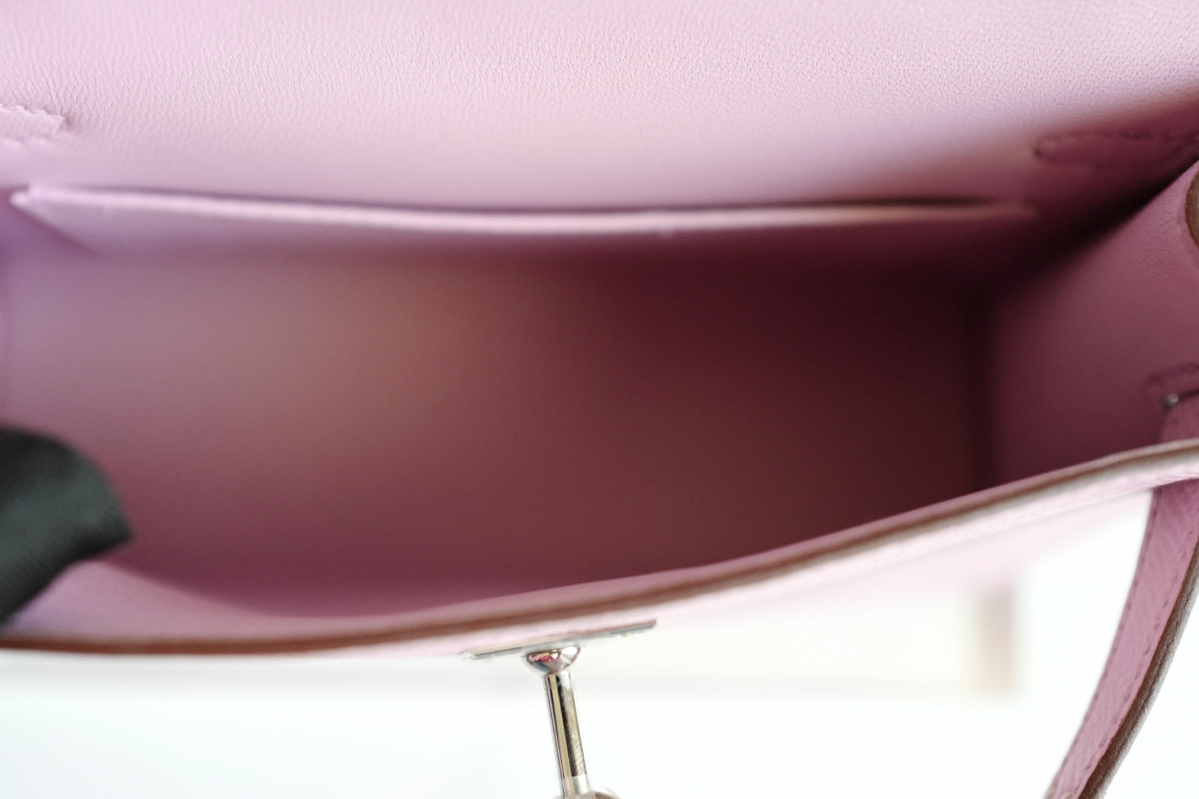 Hermès Mini Kelly Mauve Sylvestre Epsom Leather Palladium Hardware K Stamp