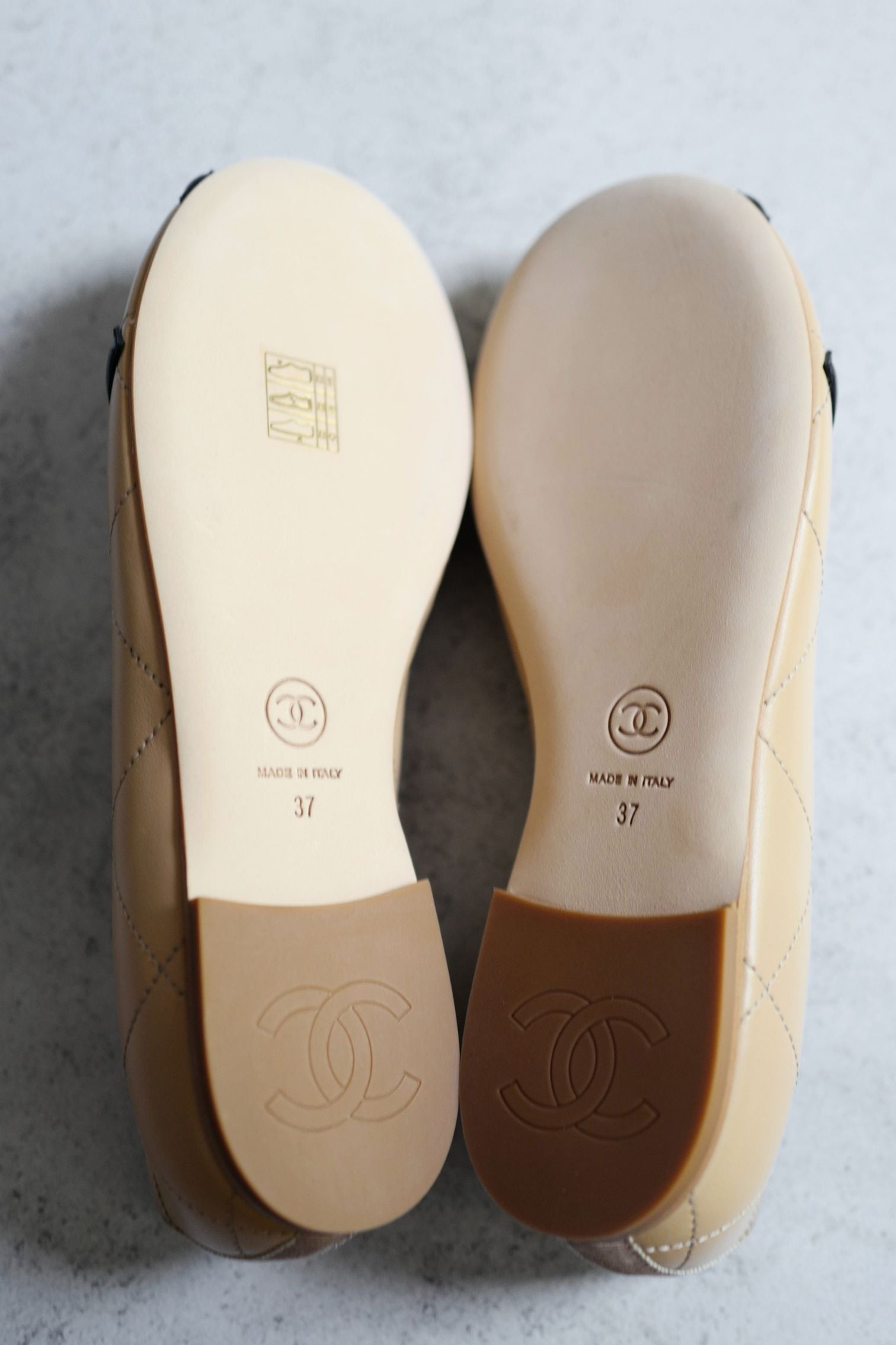 Chanel 26M Coco Beach Ballet Flats Beige Lambskin Size 37