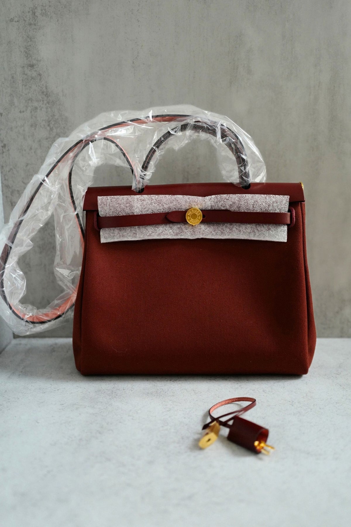 Hermes Herbag Zip 31 Rouge H Militaire Canvas Leather Gold Hardware