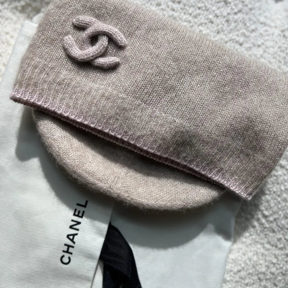 Chanel Beanie Cashmere 24C In Grey/pink CC Logo All Size NEW