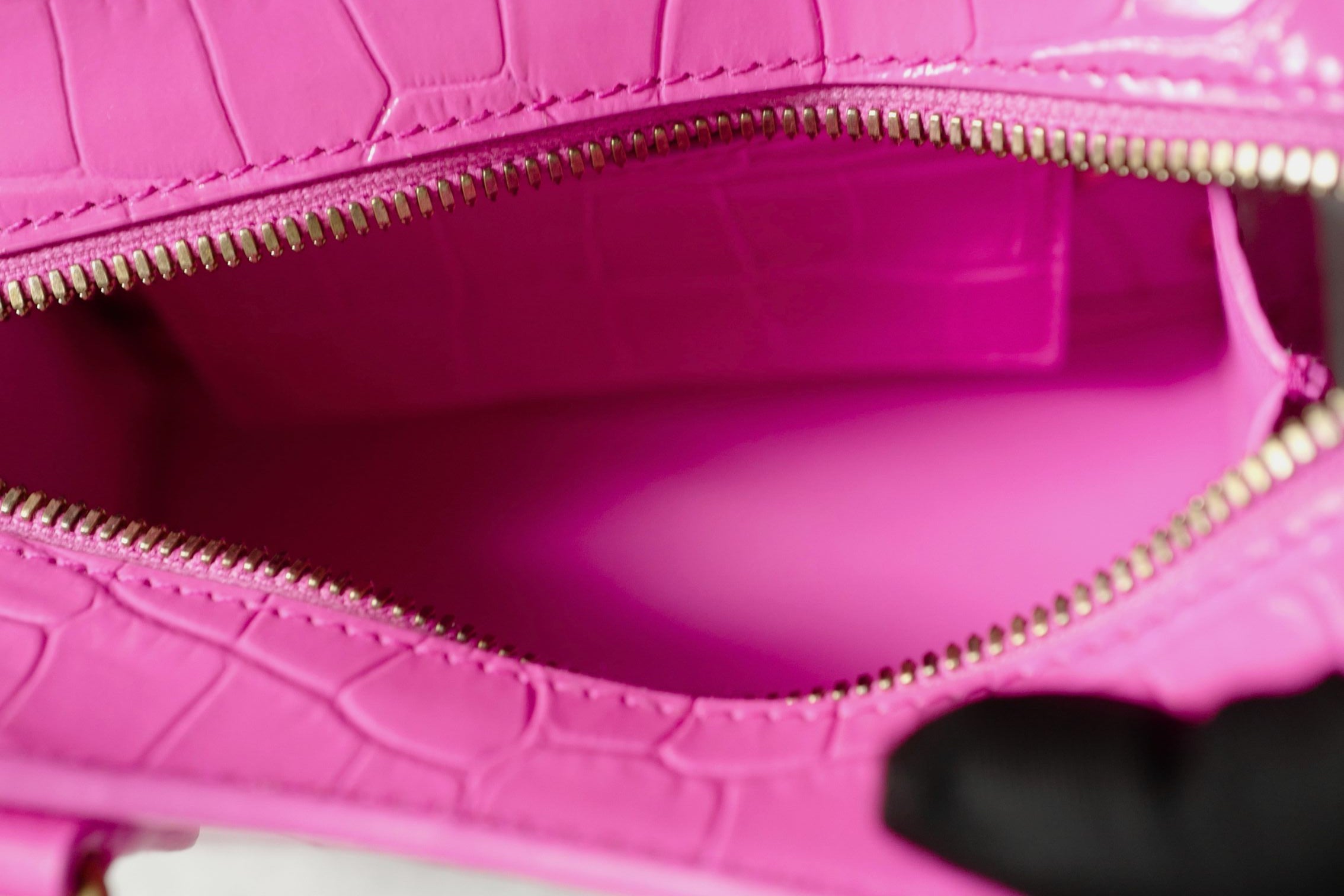 Balenciaga Neo Classic Nano Size In Bright Pink Croco Leather