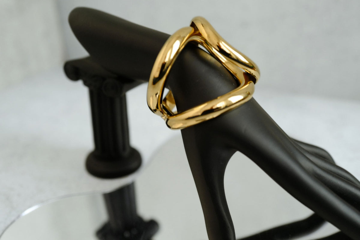 NEW Chanel 26K Cuff Bracelet Metal Gold Interlocking CC Logo