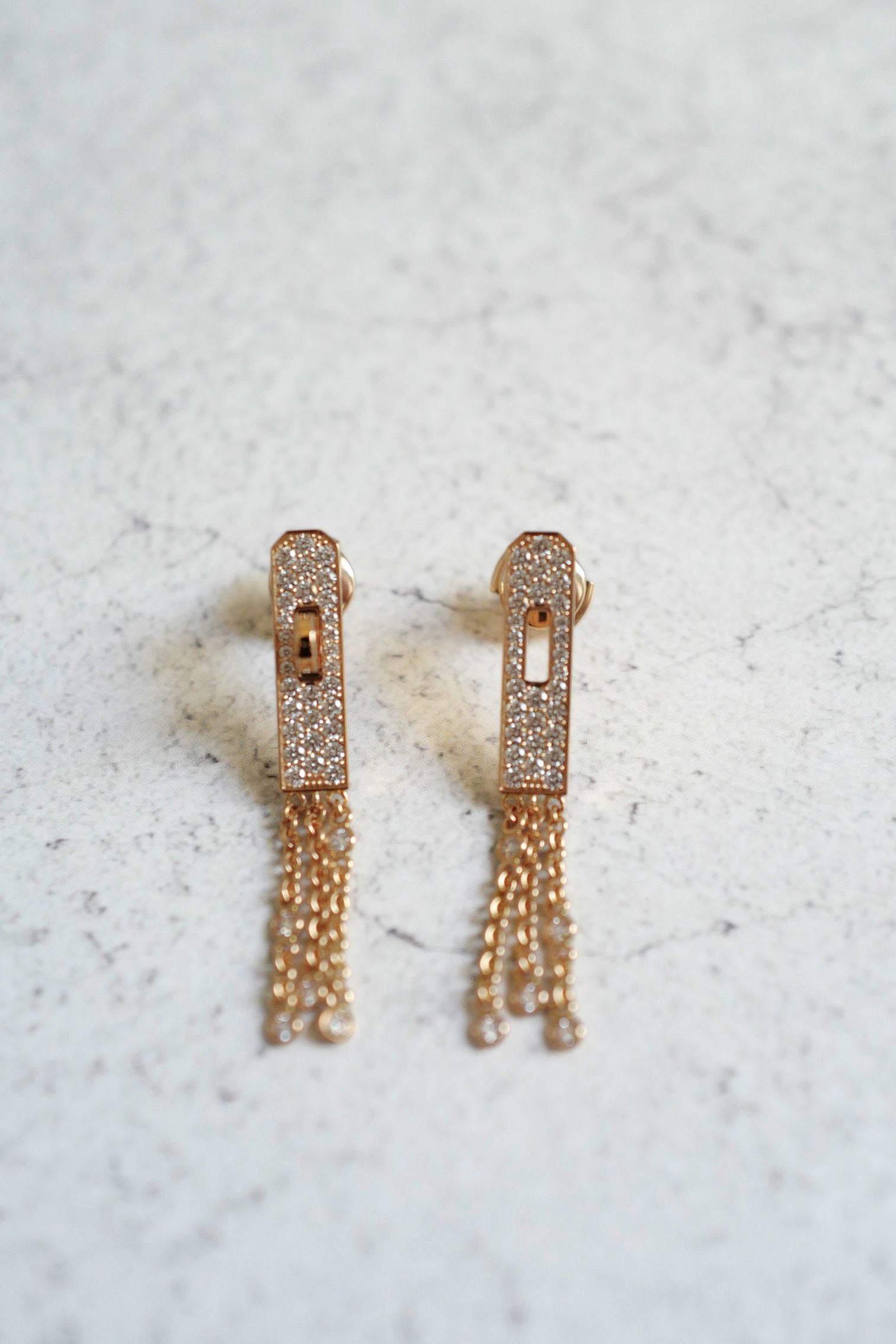 Hermès Kelly Gavroche Earrings 18K Rose Gold Diamond Small Model