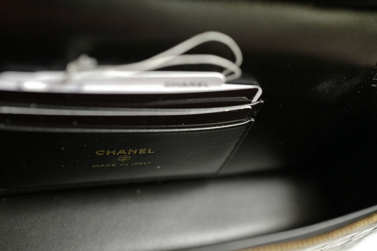 Chanel 26K Matthieu Blazy's Vanity with Chain Croc Embossed Black Calfskin Leather GHW
