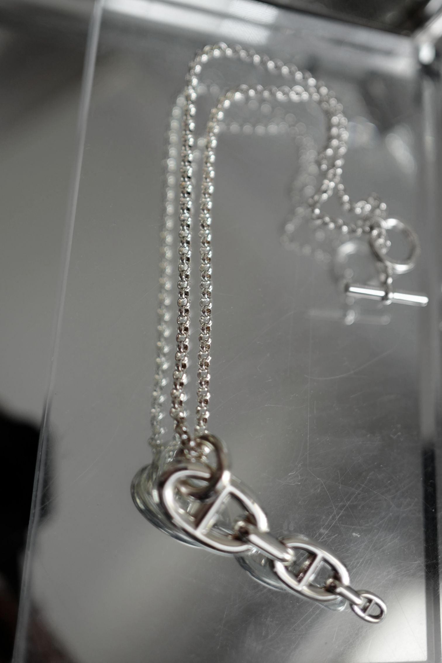 Hermes Chaine d'ancre  Necklace Silver Enchainee pendant