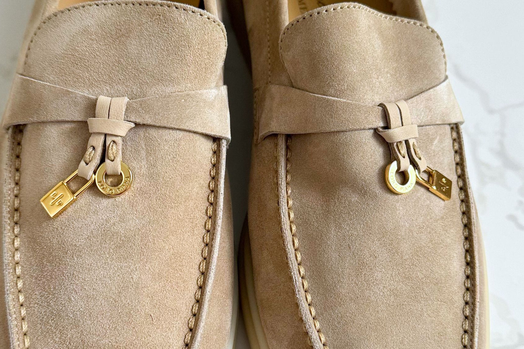 Loro Piana Summer Charms Walk Loafer Sandstone Suede Leather Size 40