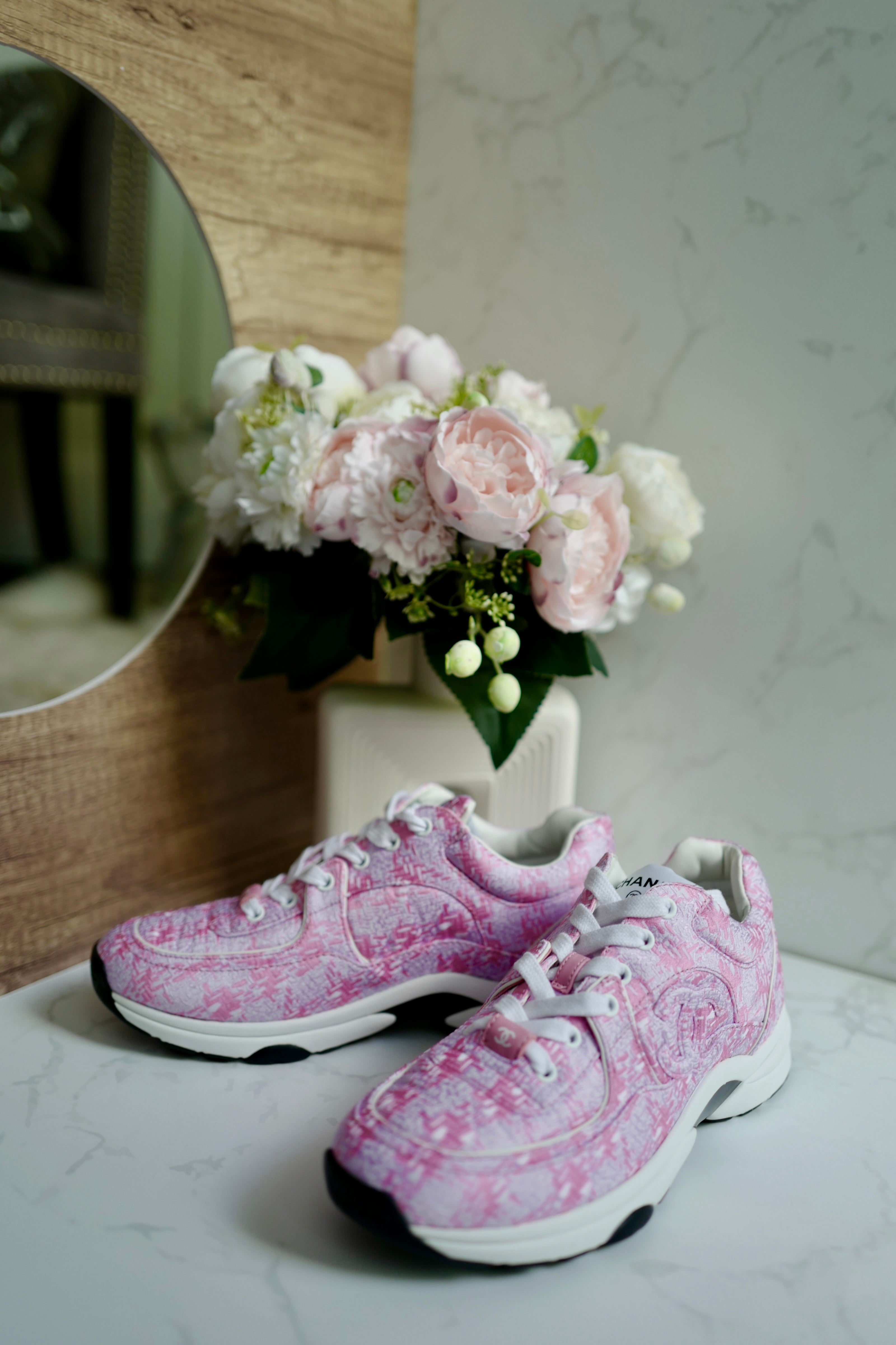 BNIB Chanel 24 Interlocking CC Logo Tweed Chunky Sneakers