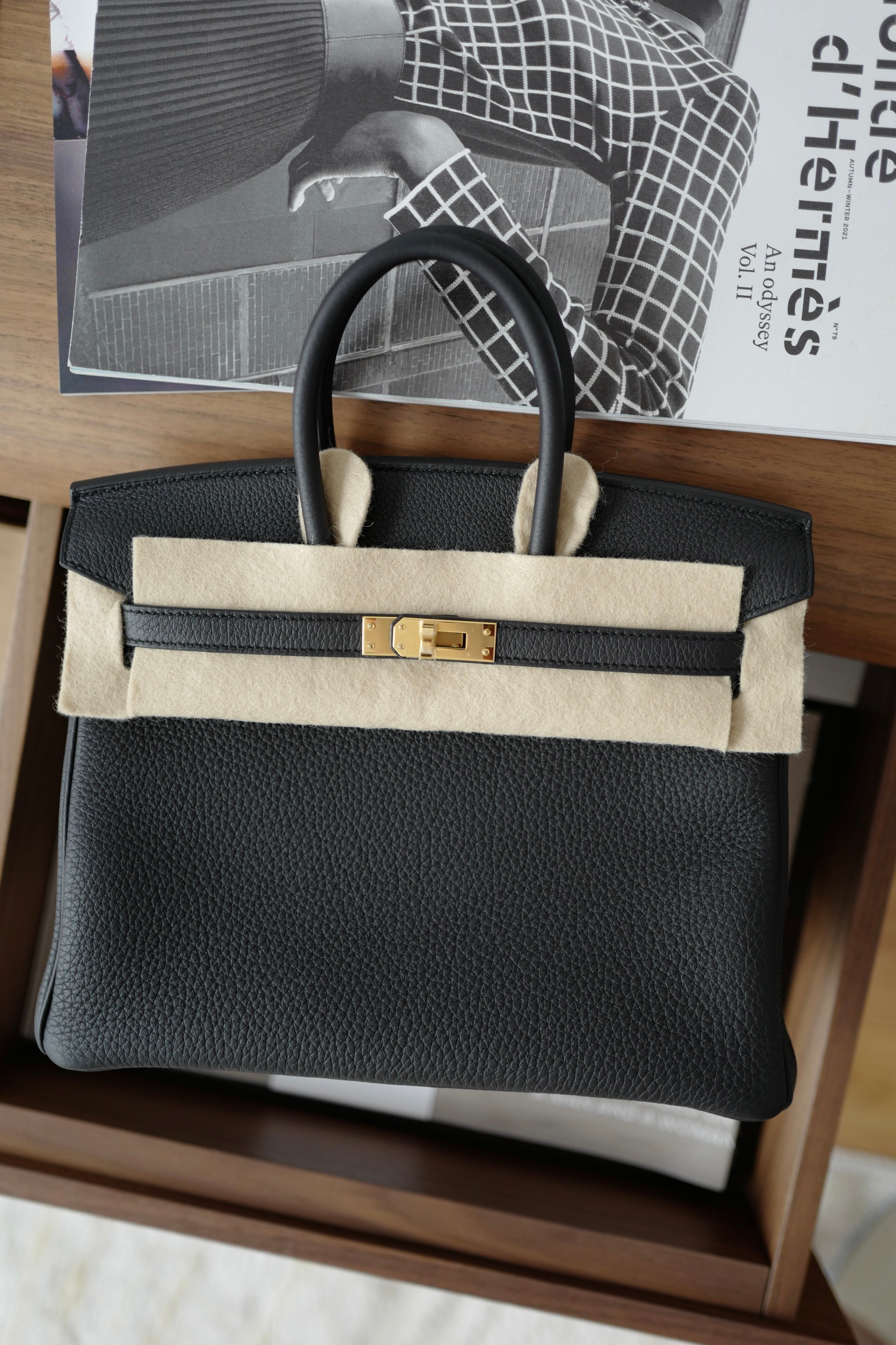 BNIB Hermes Birkin 25 Noir Black Togo Gold HW 2024