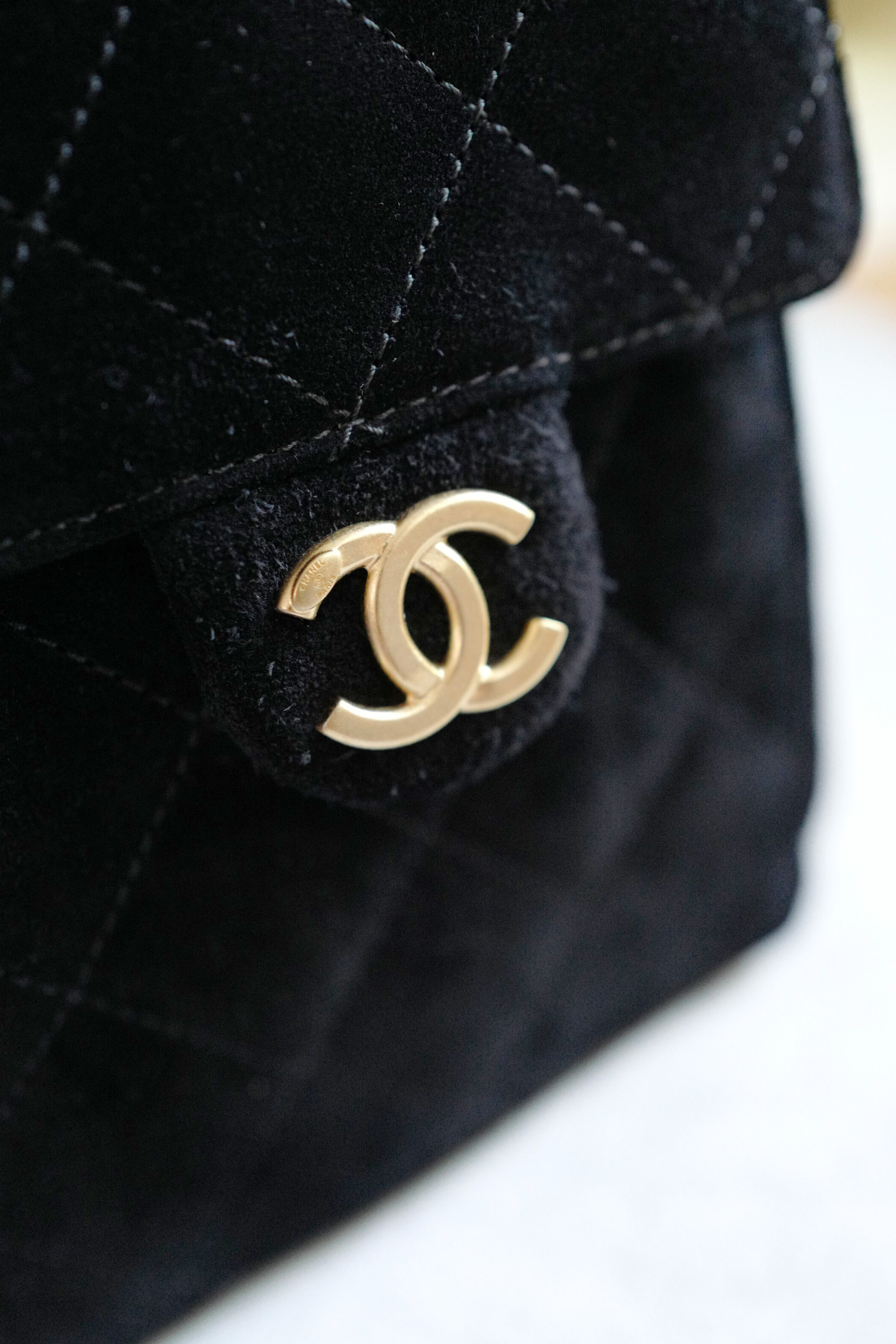 BNIB Chanel 25K Small Hobo Bag Black Suede with Gold Hardware