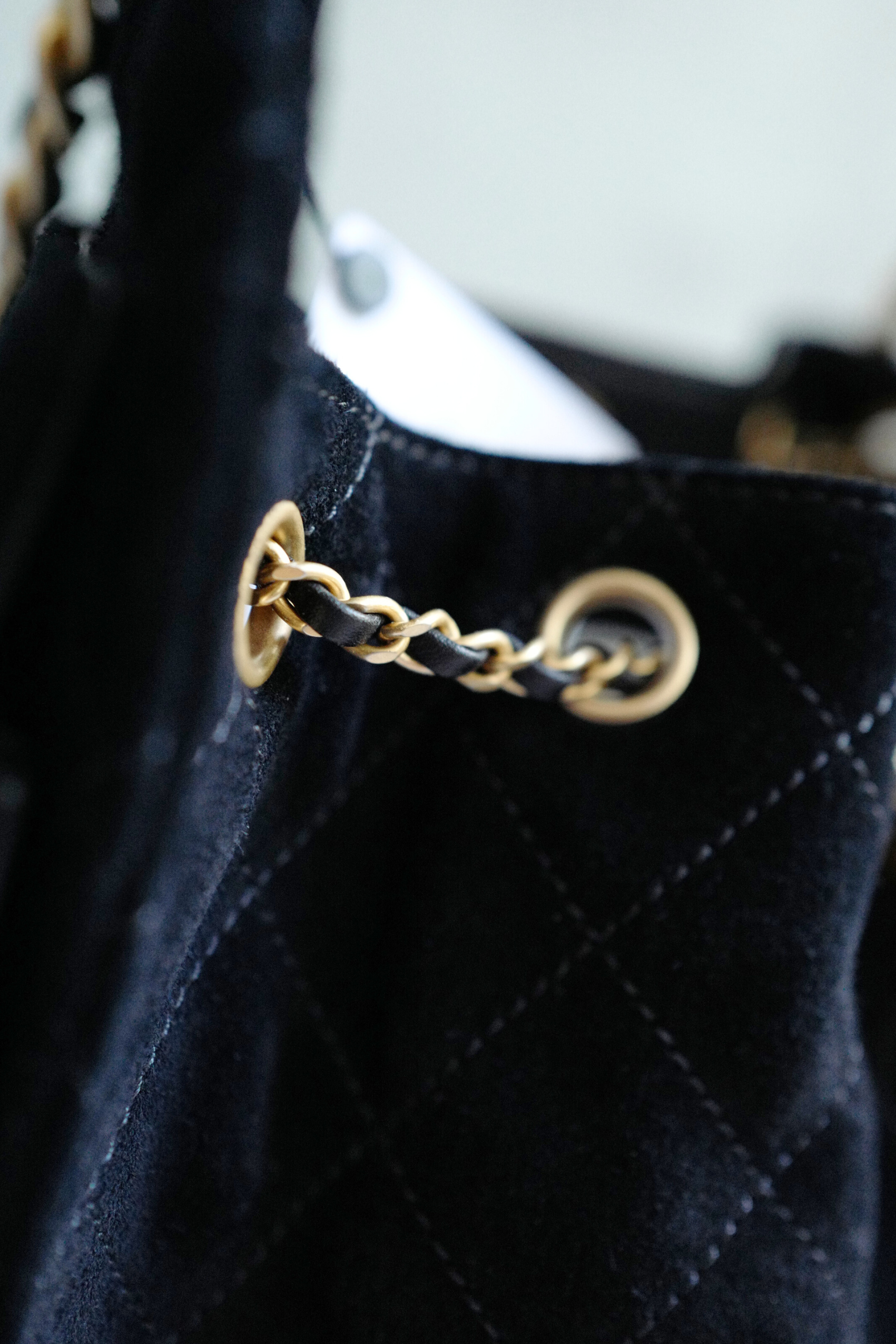 BNIB Chanel 25K Small Hobo Bag Black Suede with Gold Hardware