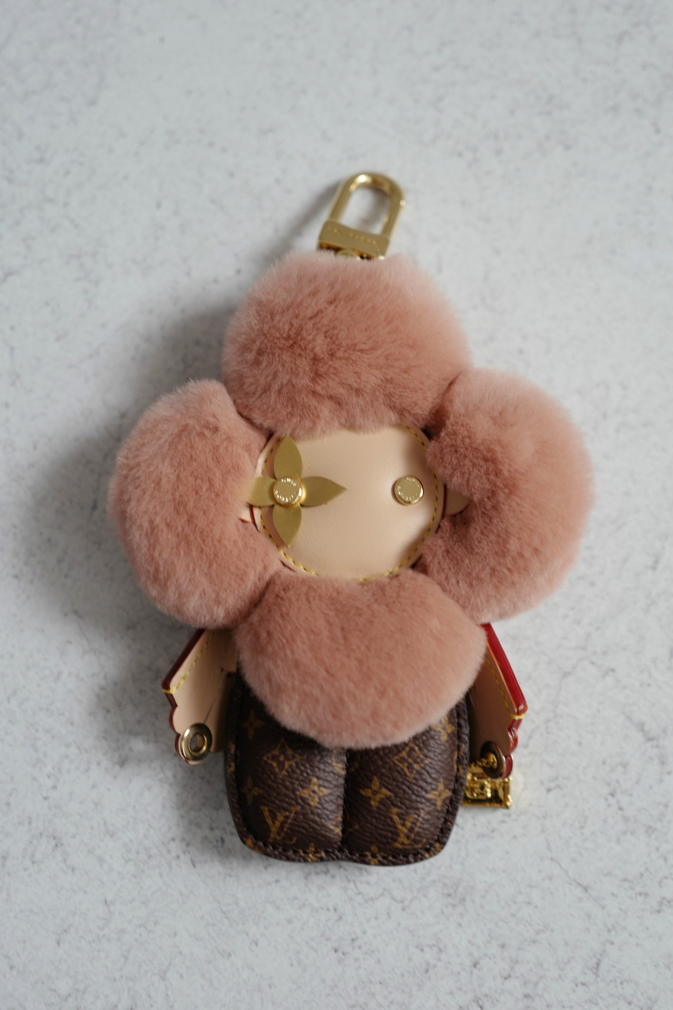 Louis Vuitton Vivienne Fashionista Bag Charm Brown Mink Leather Gold Hardware