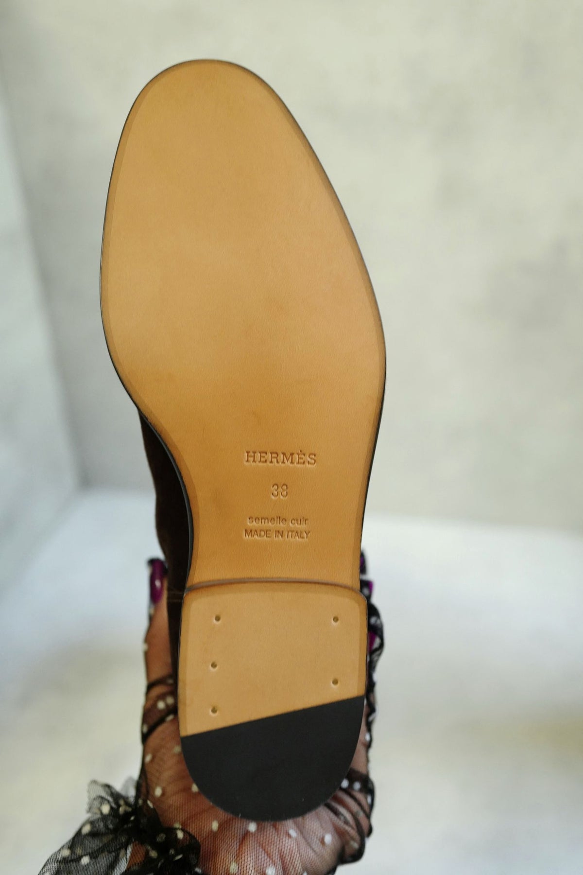 Hermès Jumping Matrix Goatskin Suede Boots Marron with Permabrass HW Size 38