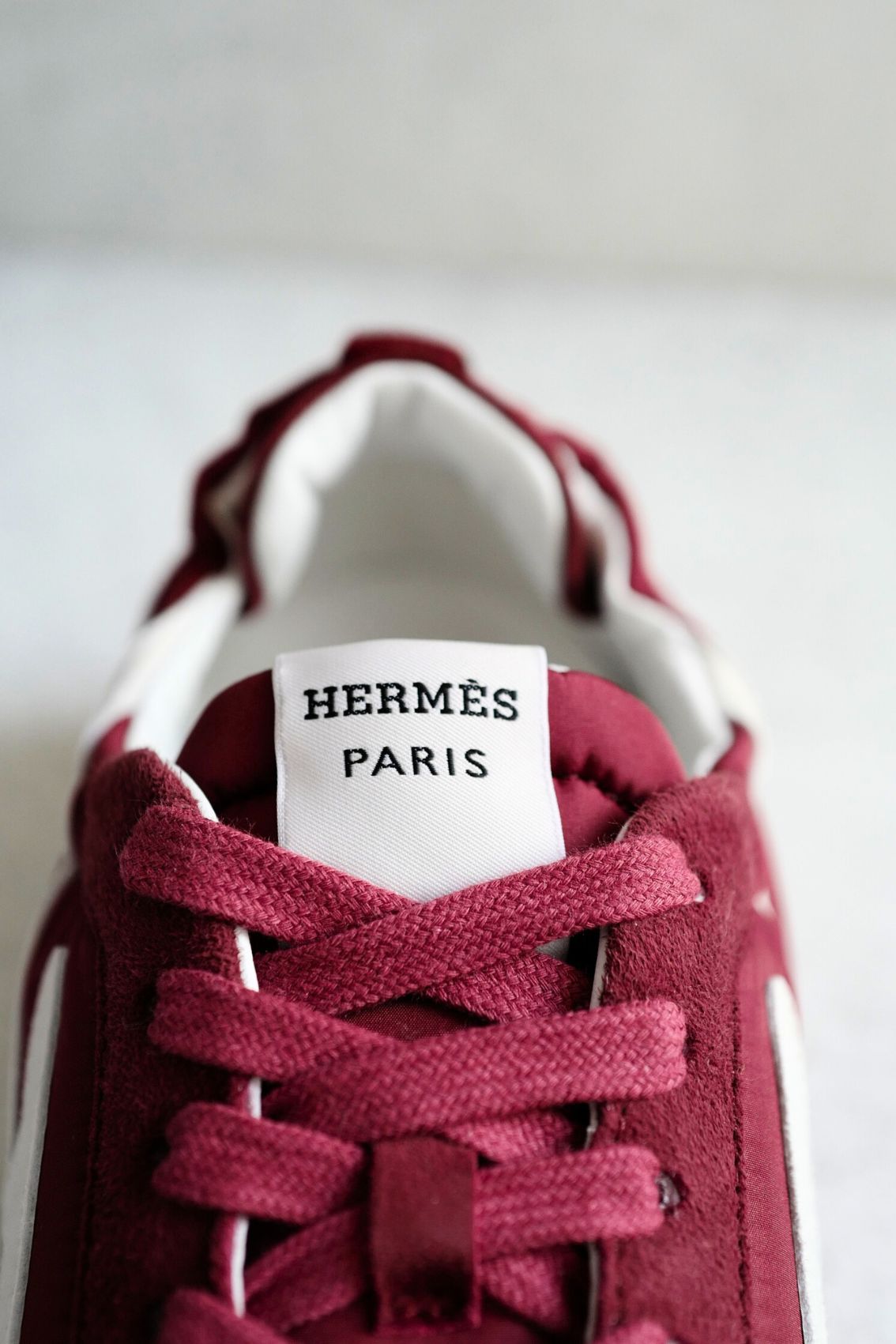 Hermès Women Sneaker Jet Rose Lie De Vin/Blanc Nylon Suede Goatskin Size 39